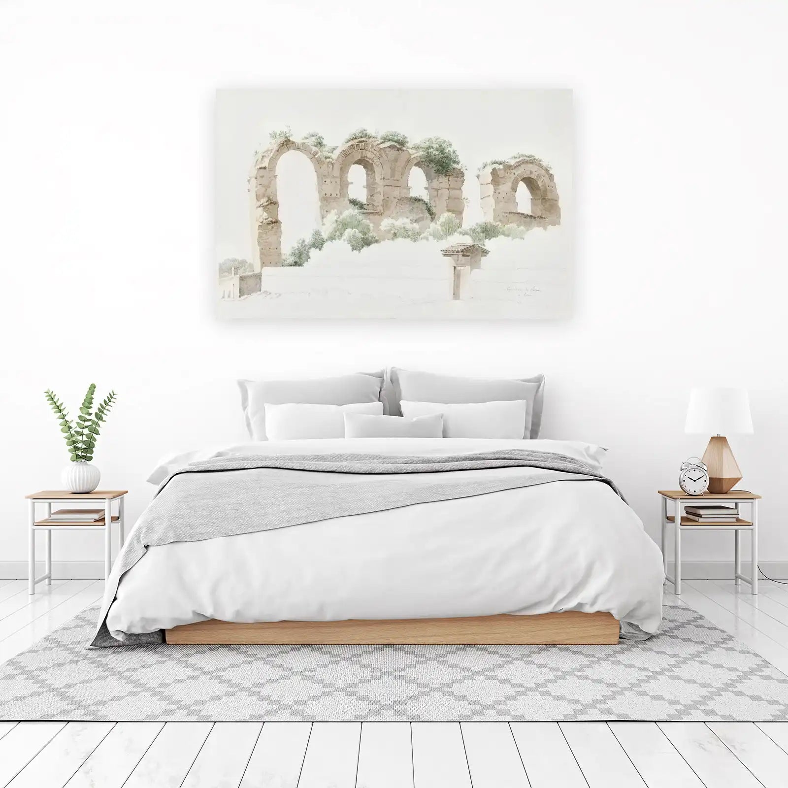 Ancient Roman Aqueduct Watercolor Wall Art