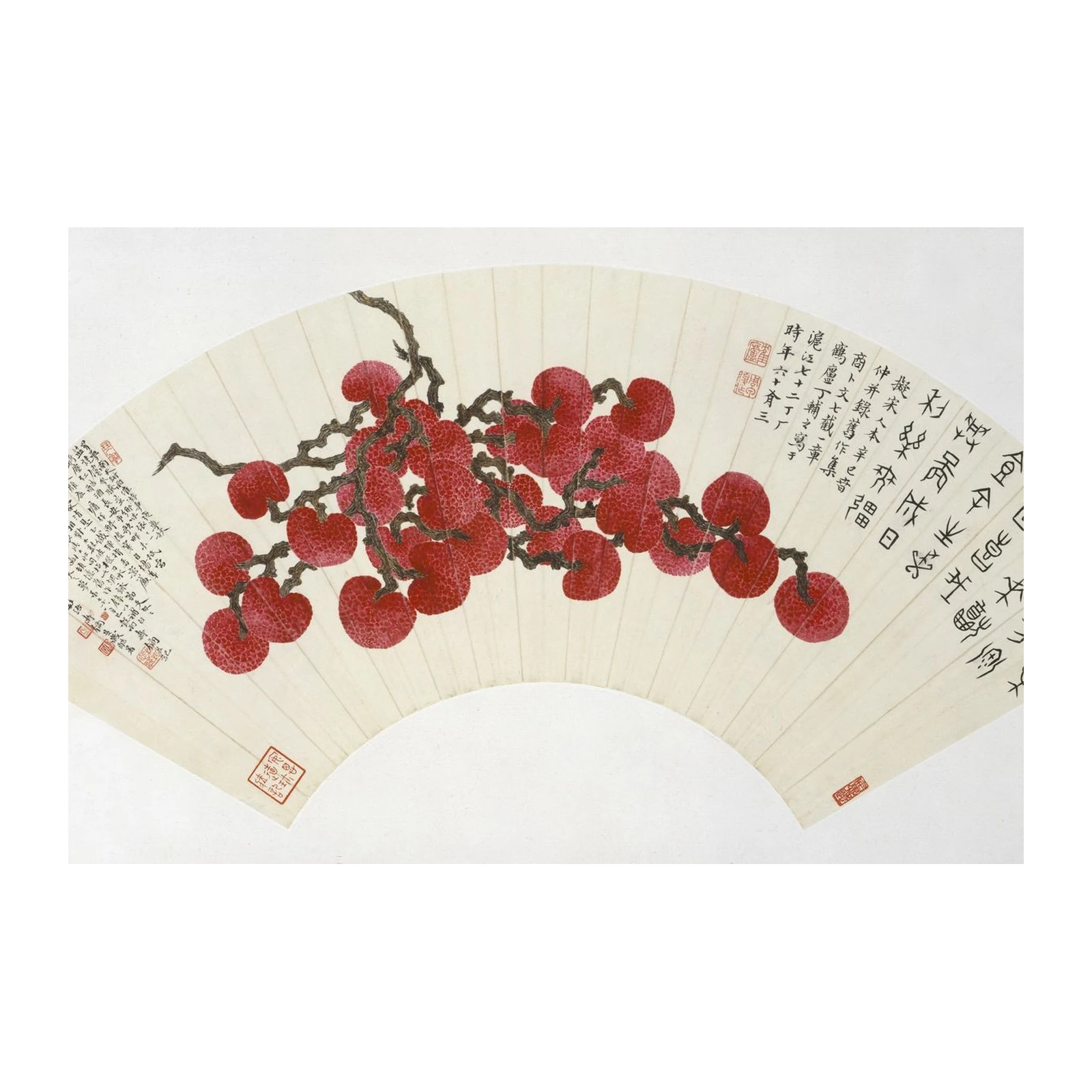 Vibrant Lychee Branch Fan Wall Art