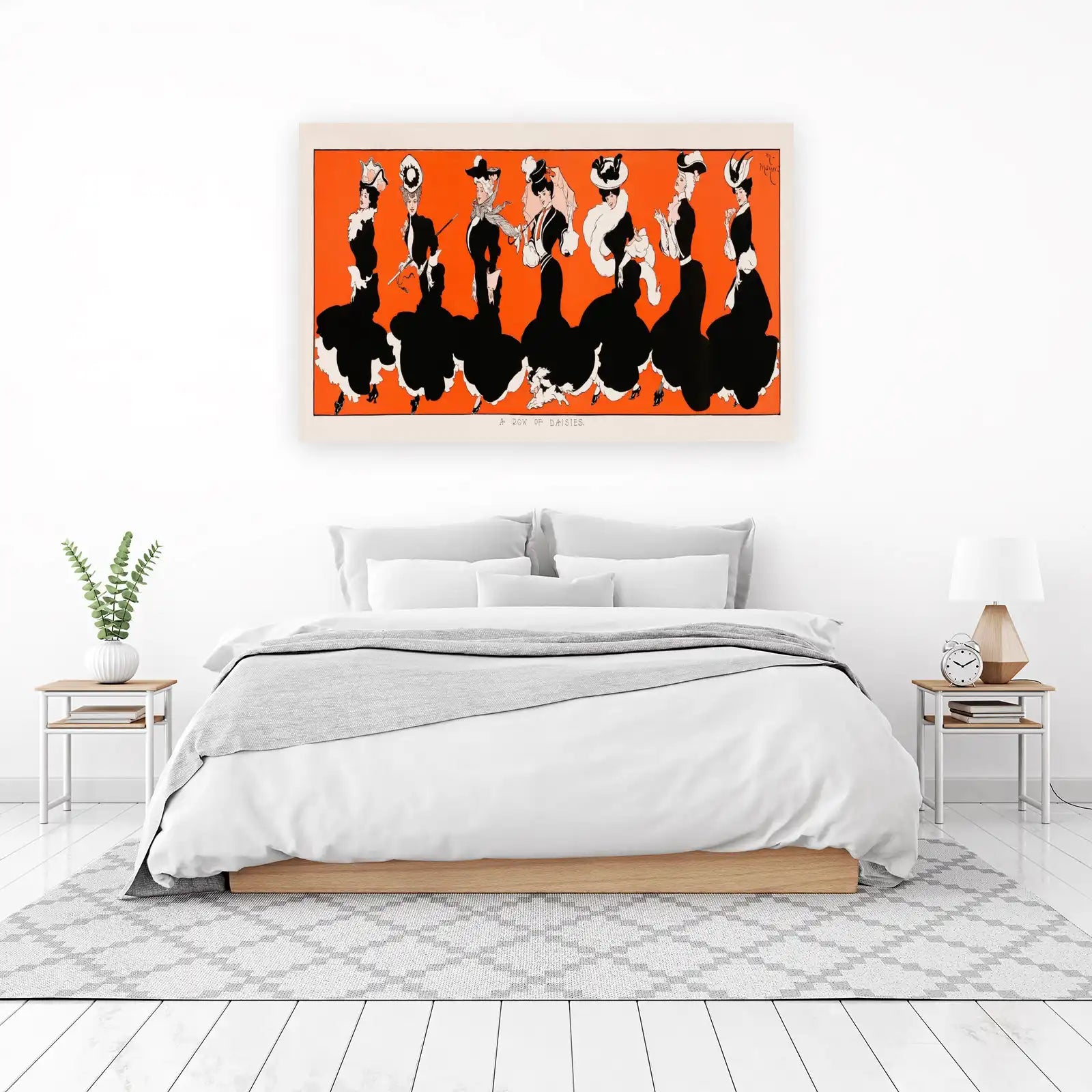 Vintage Elegance Row of Daisies Wall Art