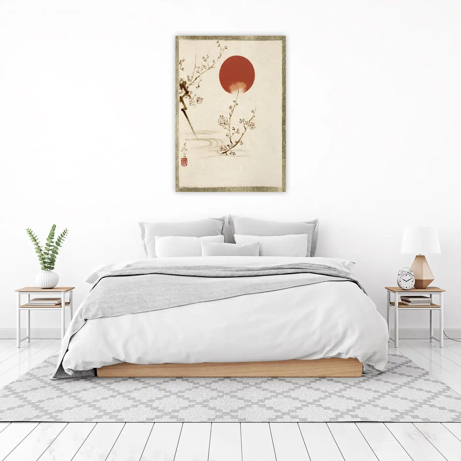 Zen Plum Blossom & Red Sun Wall Art