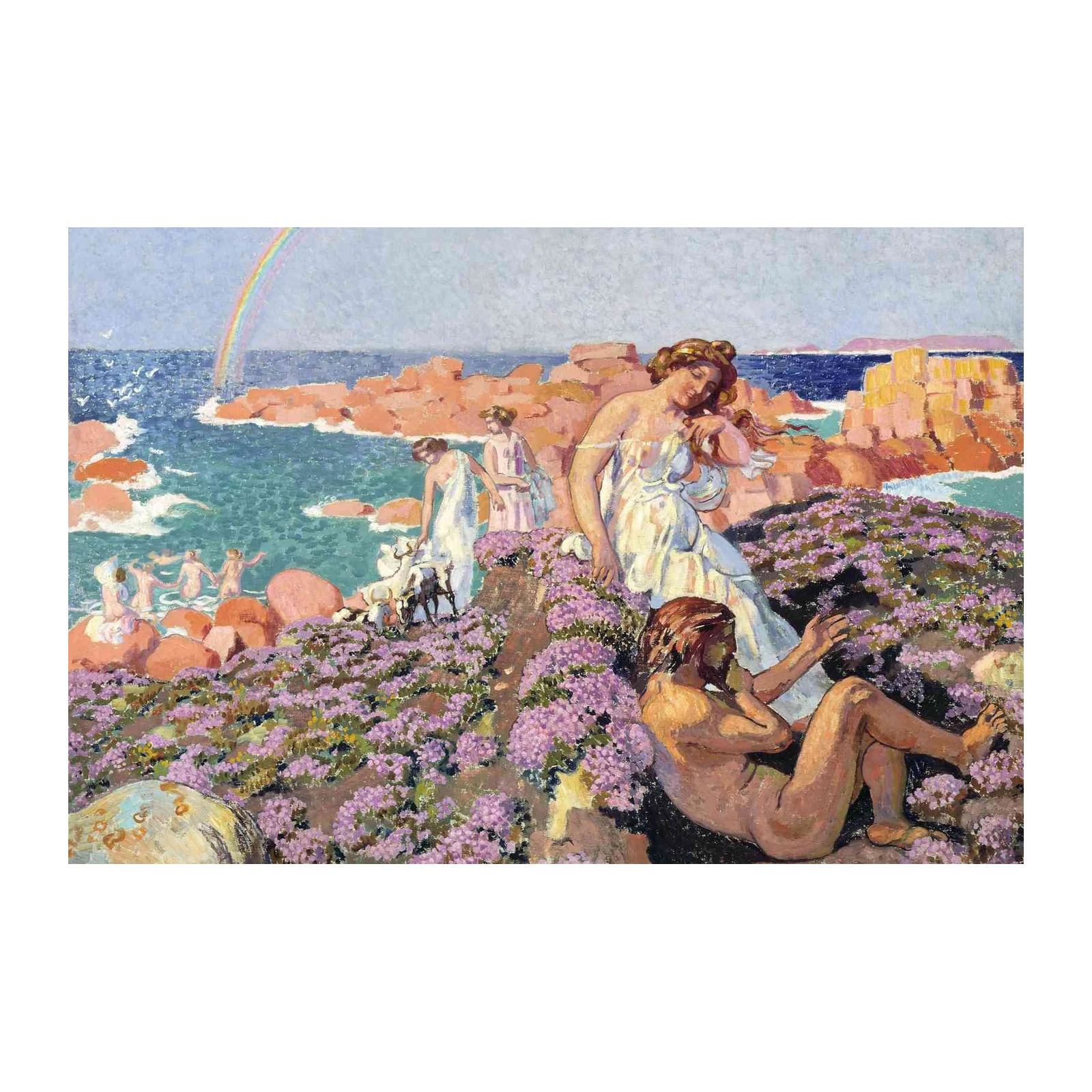 Mythical Coastal Scene Rainbow Wall Art
