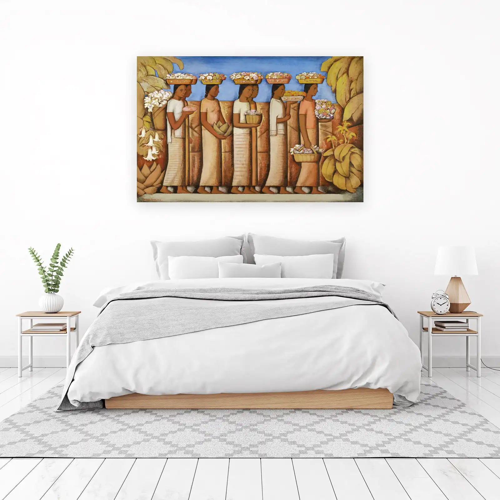 Vibrant Floral Procession Folk Art Wall Art