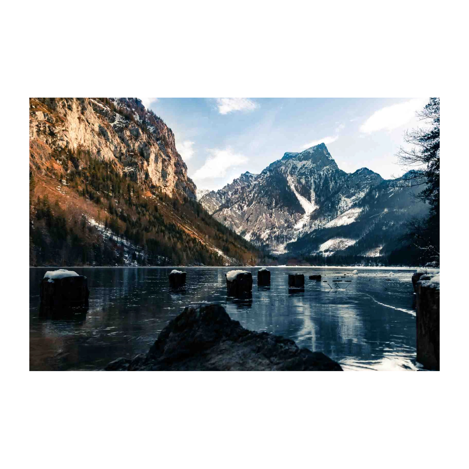 Frozen Lake Mountain Landscape Wall Art