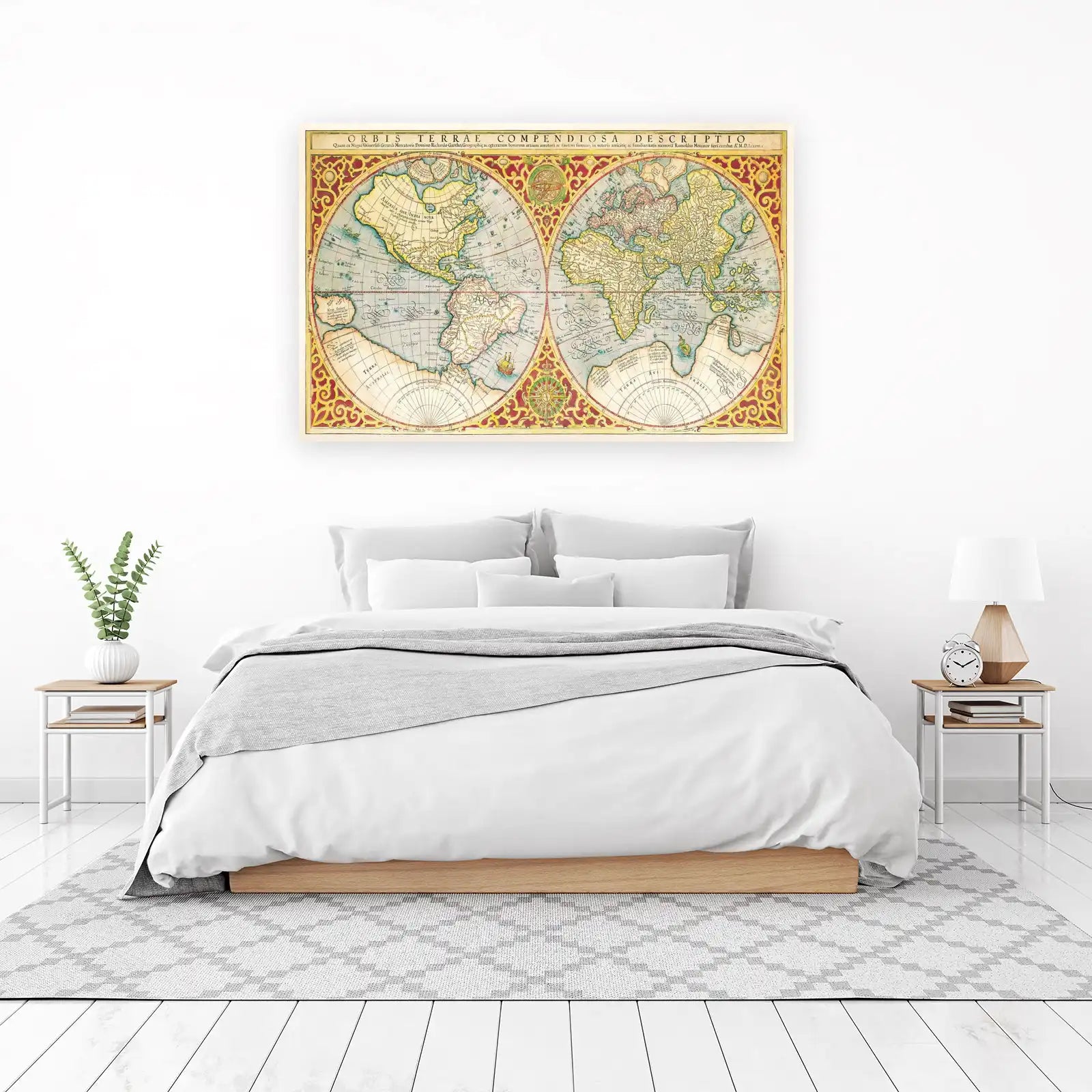 Vintage World Map Antique Geography Wall Art