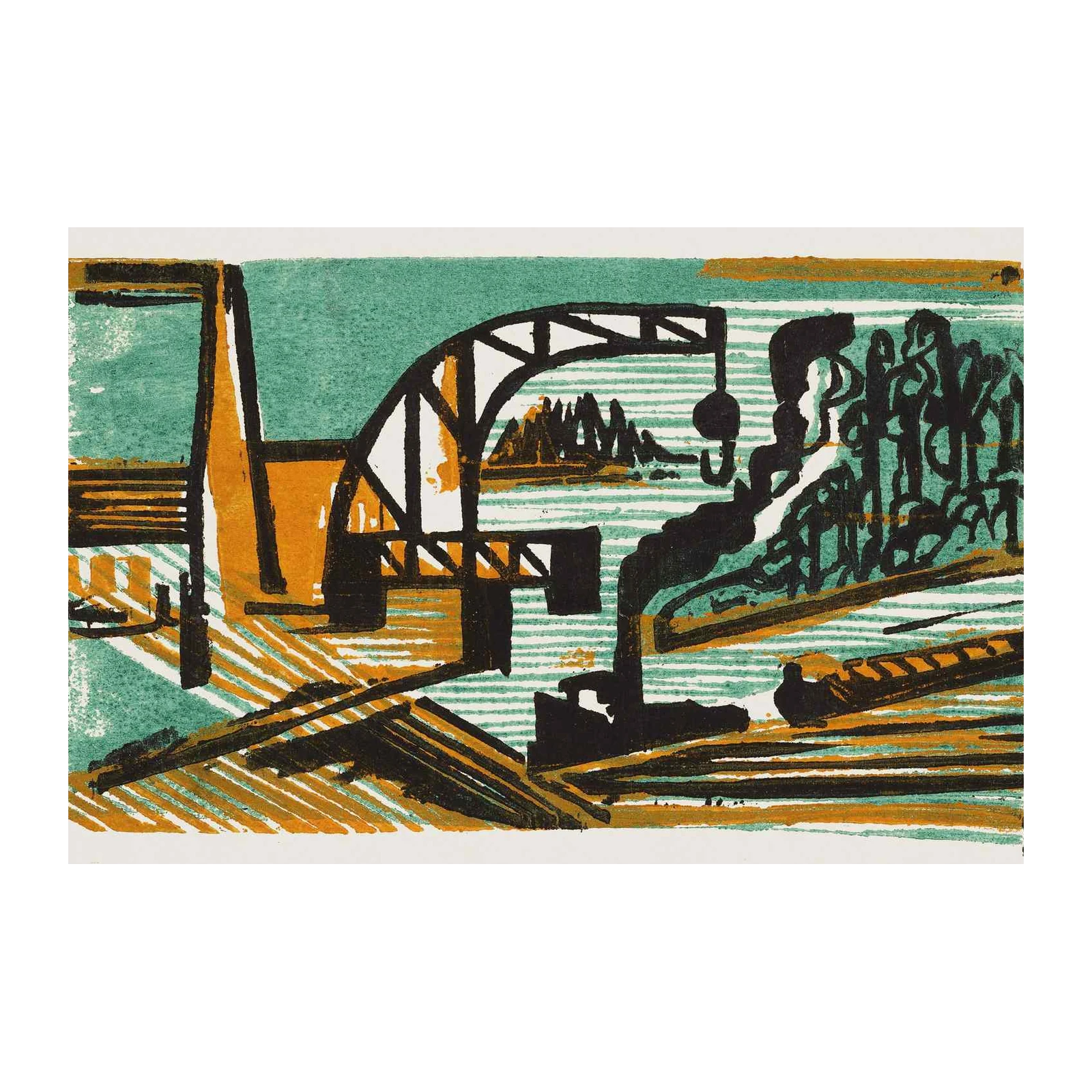 Industrial Crane Harbor Abstract Wall Art