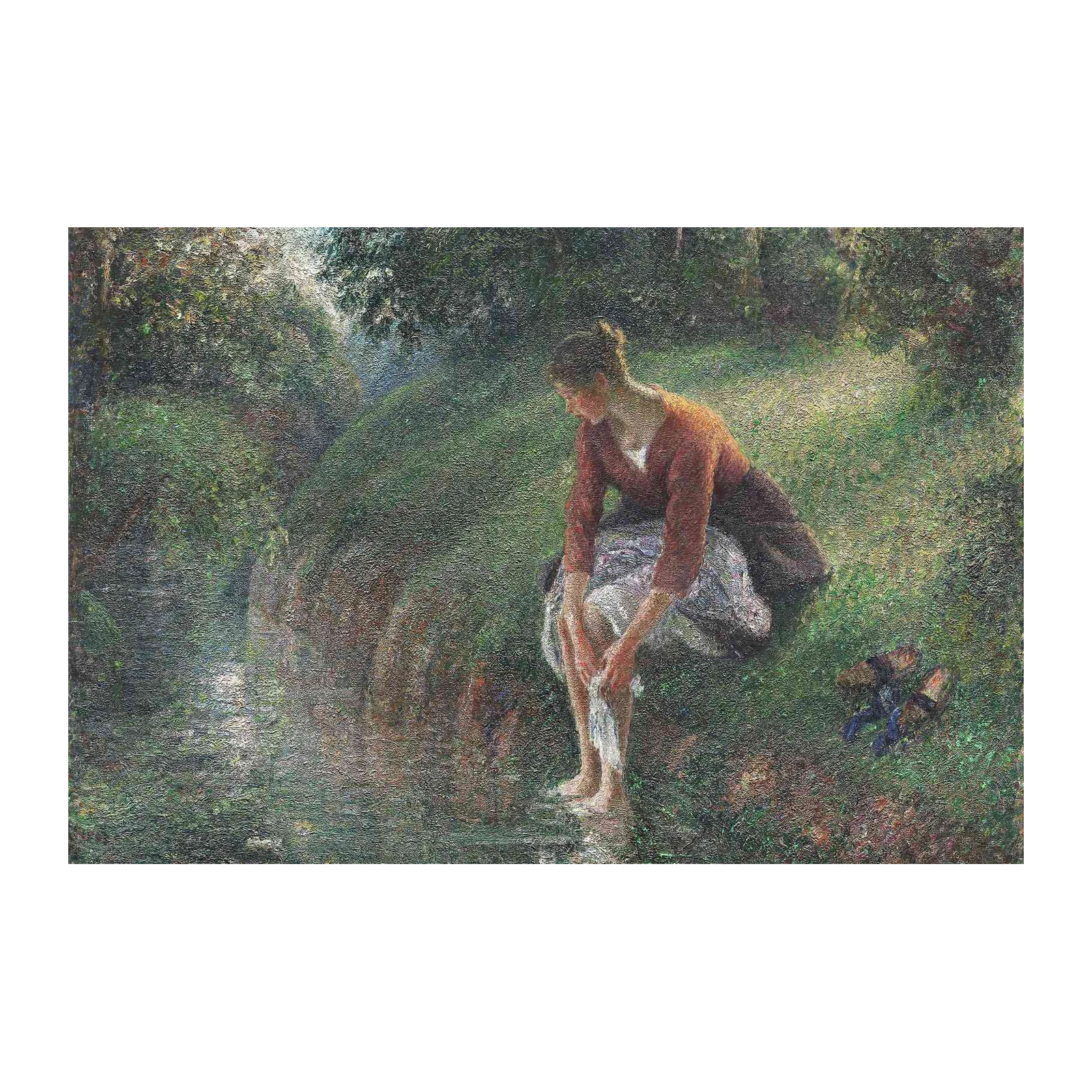 Serene Washer Woman by Water Wall Art