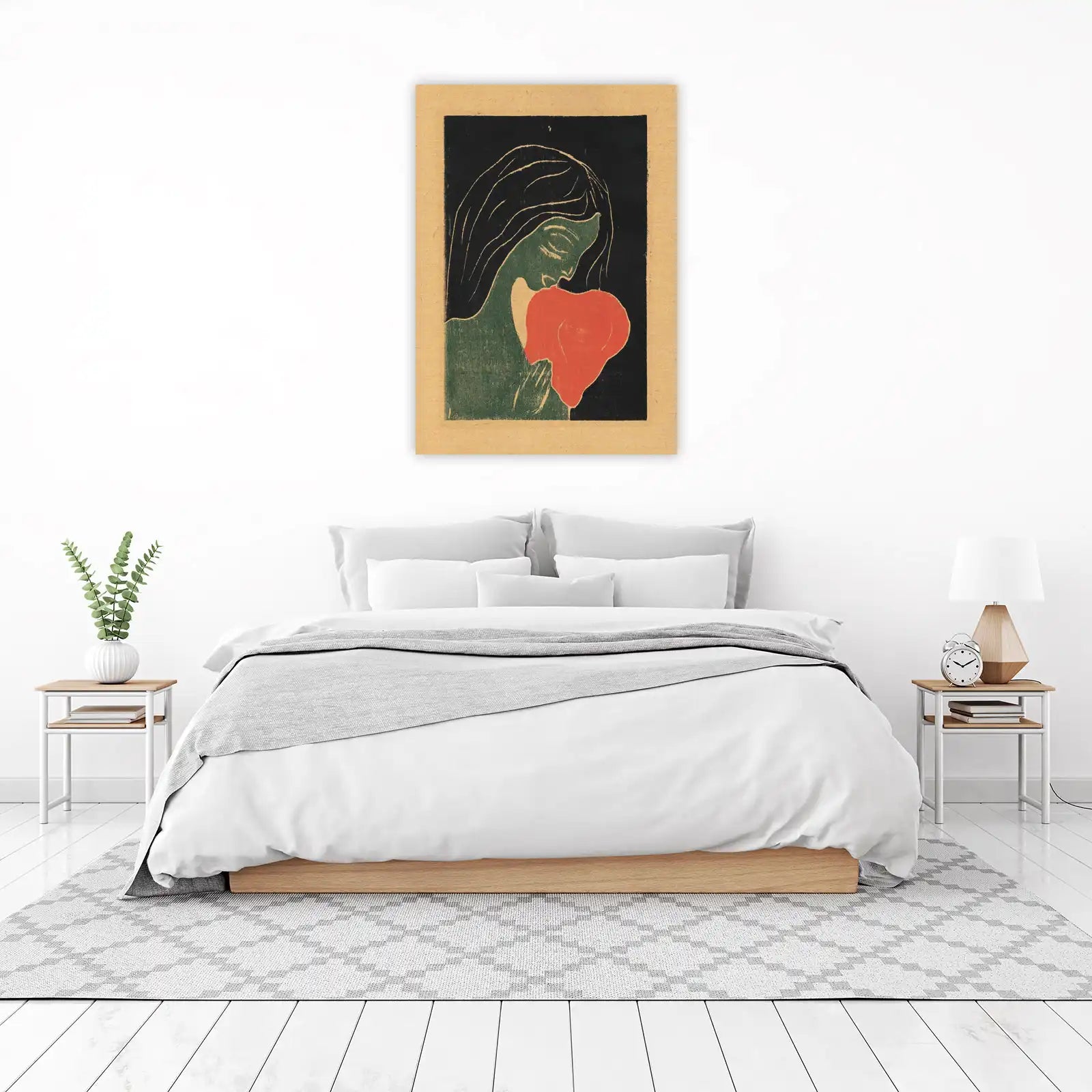 Serene Woman Red Poppy Wall Art
