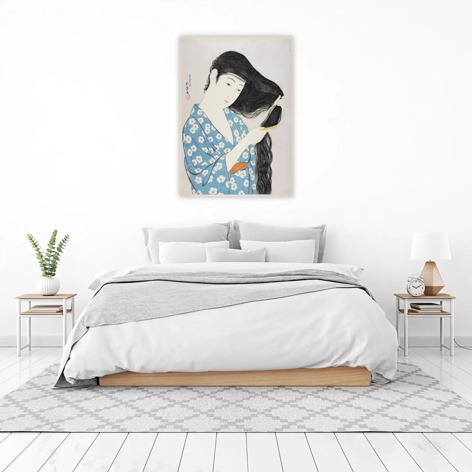 Serene Geisha Combing Hair Wall Art