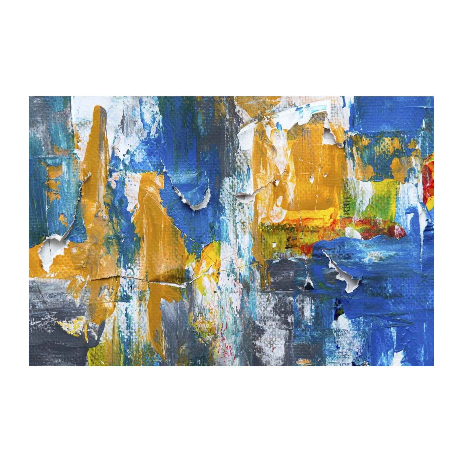 Vibrant Abstract Yellow & Blue Wall Art