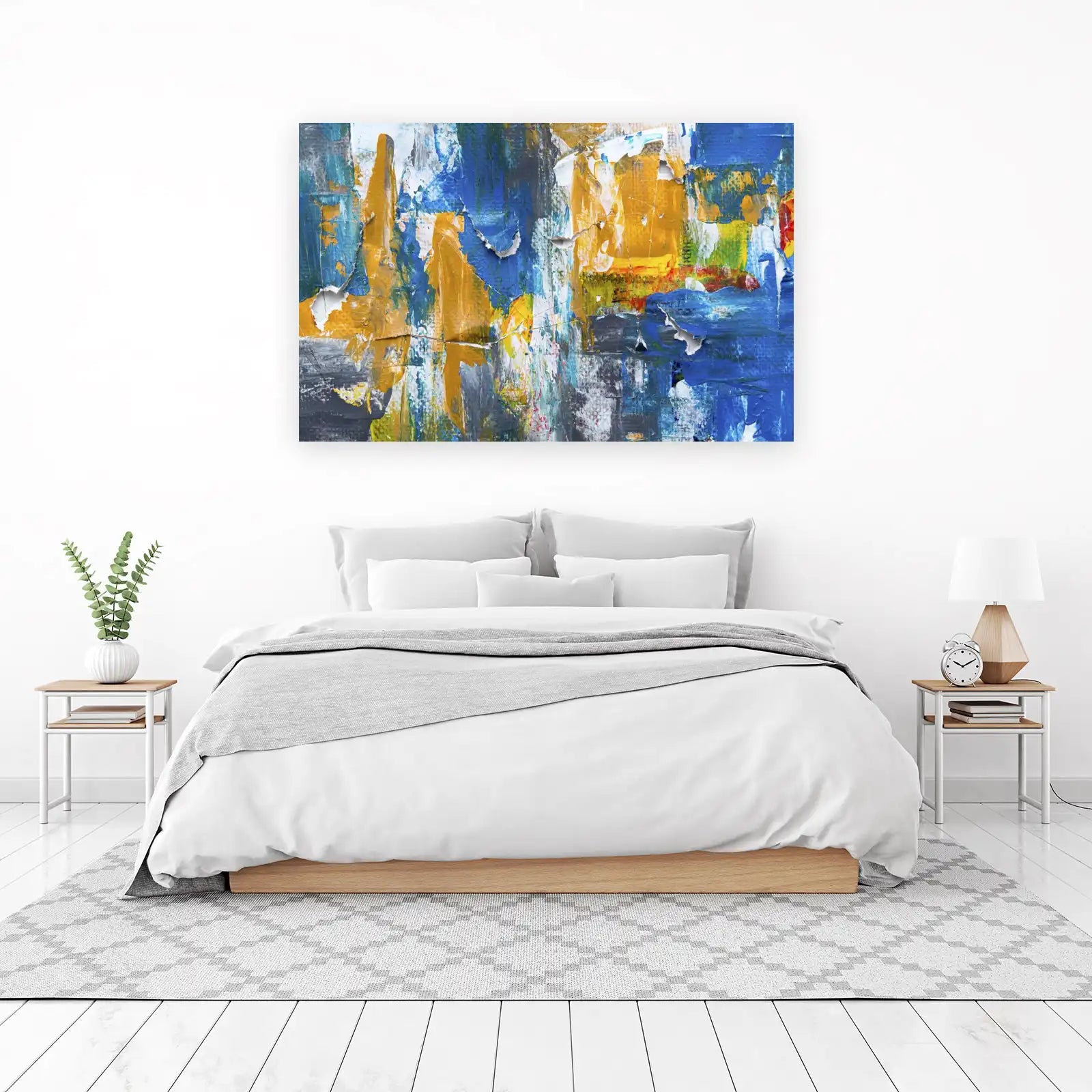 Vibrant Abstract Yellow & Blue Wall Art