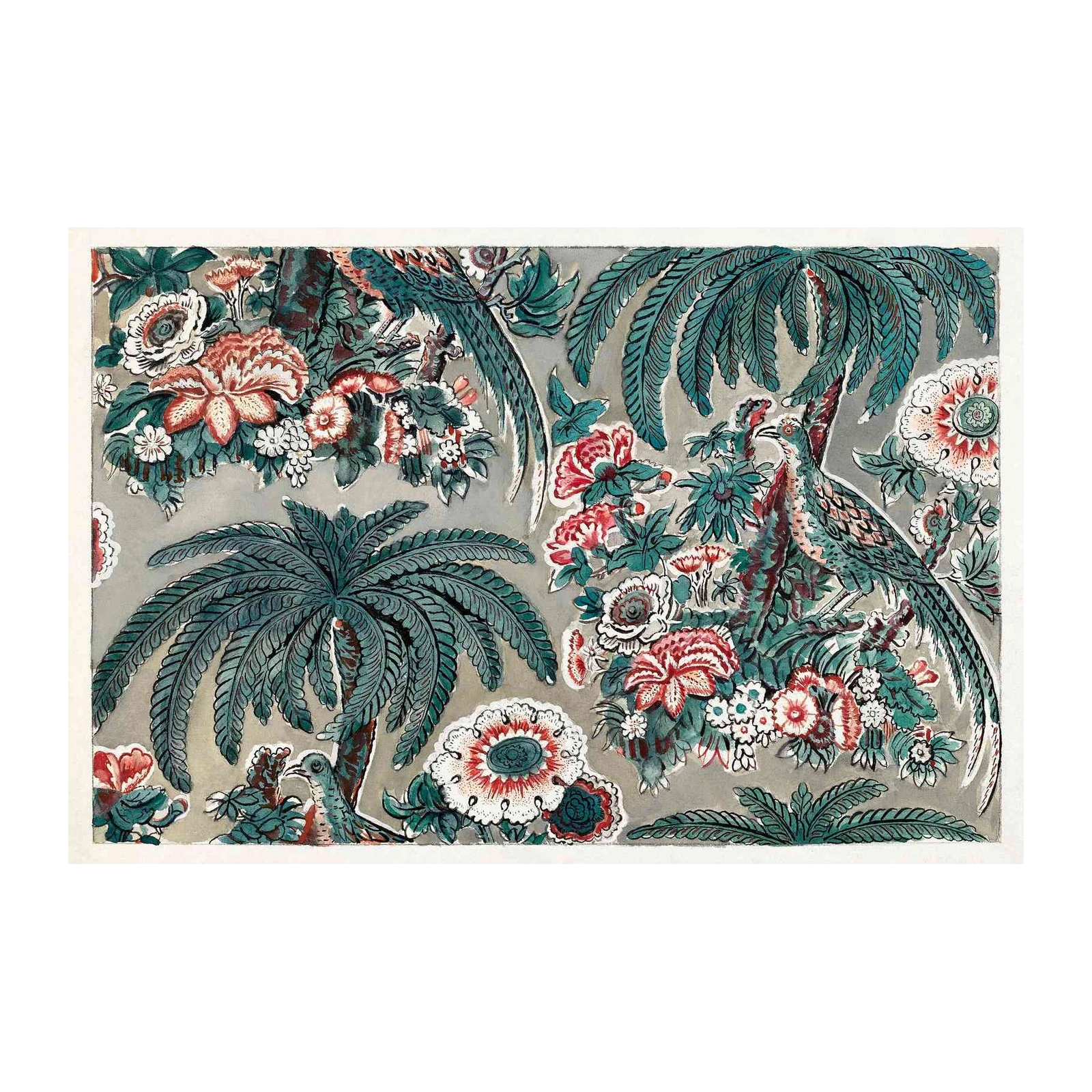 Exotic Bird Floral Palm Garden Wall Art