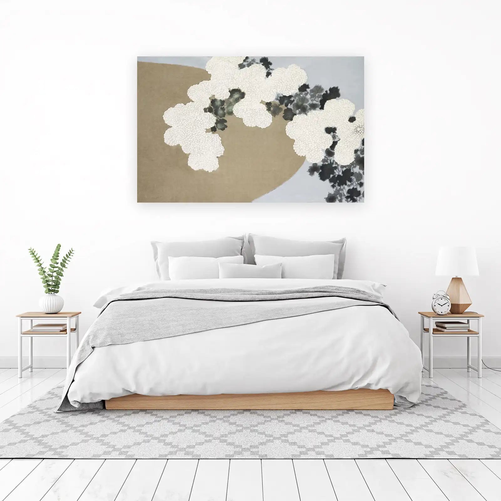 Elegant White Chrysanthemum Floral Wall Art