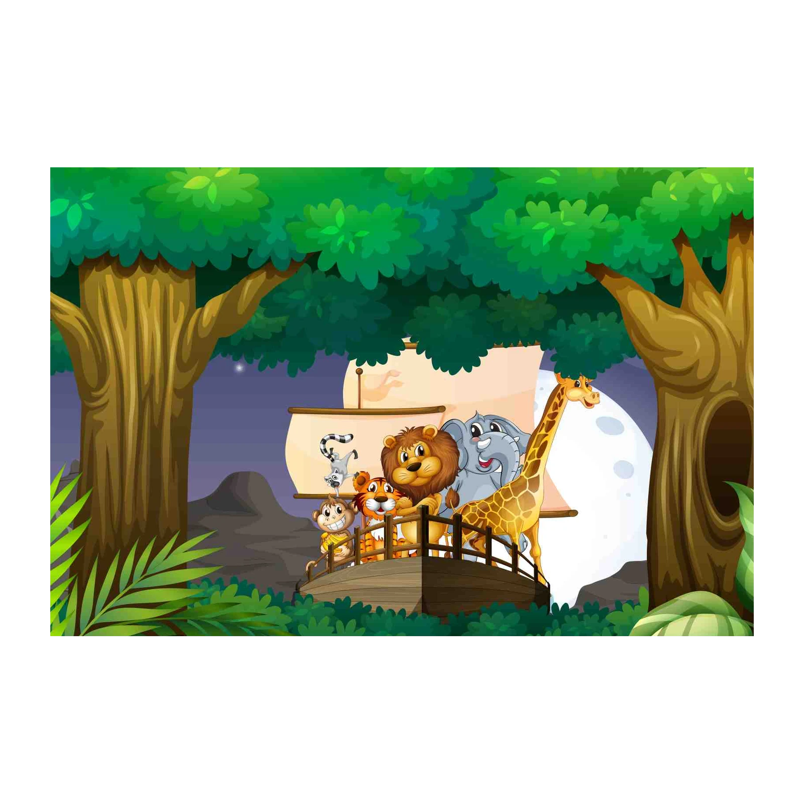 Jungle Safari Animals Ship Wall Art