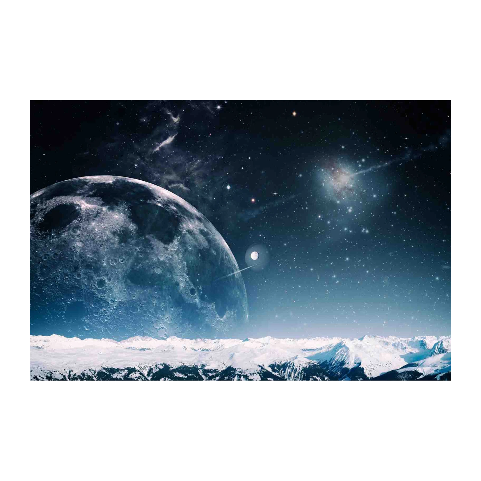 Cosmic Moon & Galaxy Landscape Wall Art
