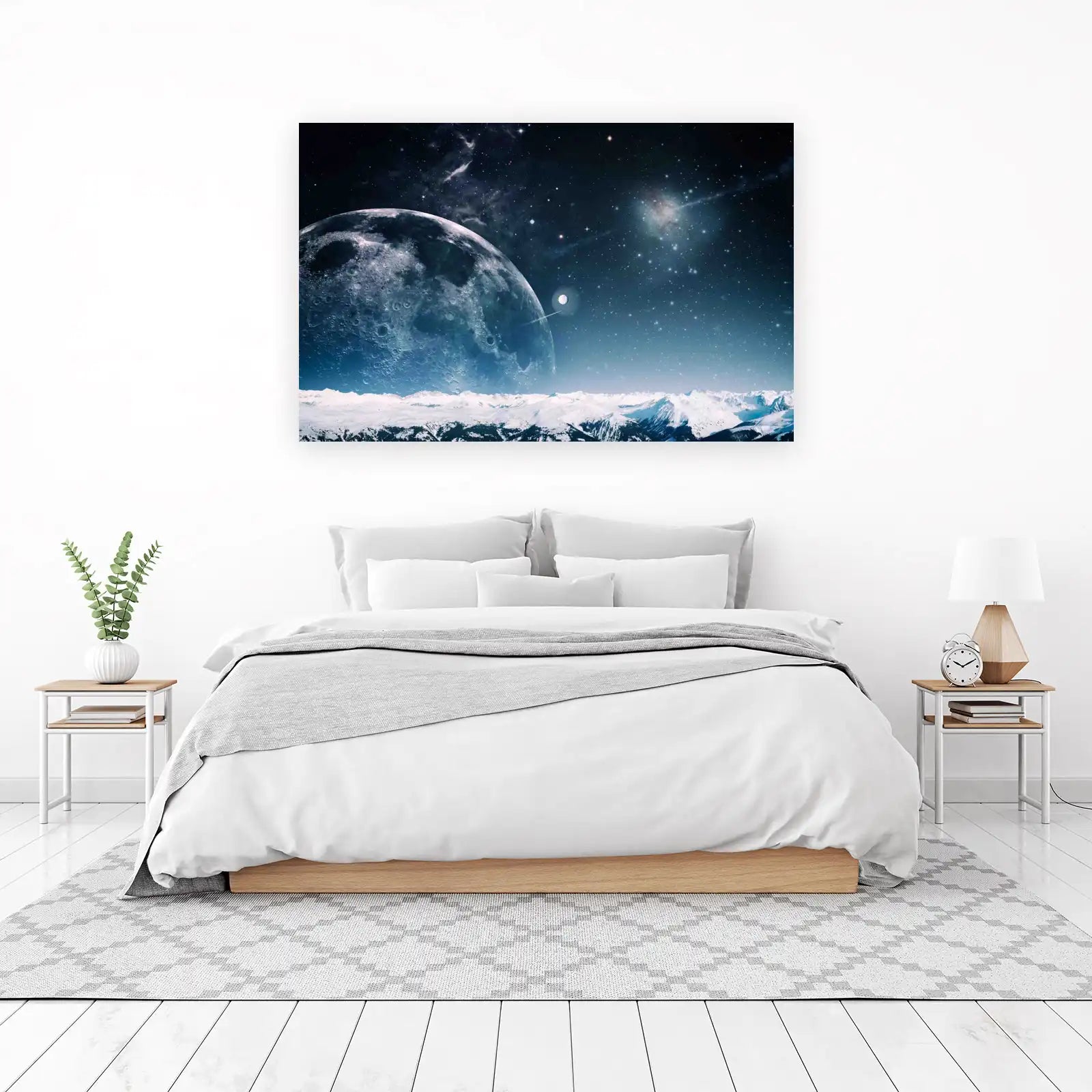 Cosmic Moon & Galaxy Landscape Wall Art
