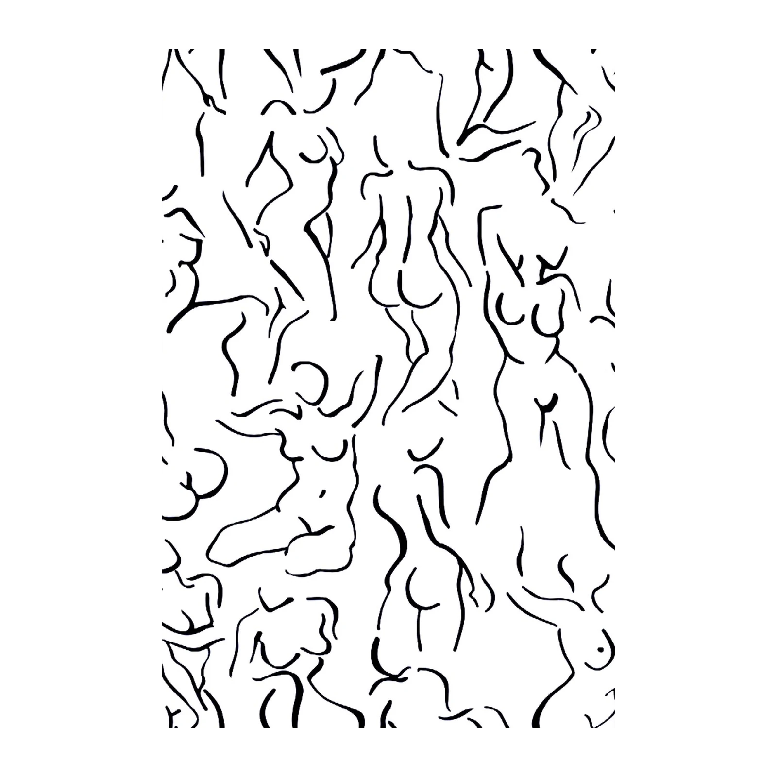 Abstract Nude Figures Line Art Wall Art