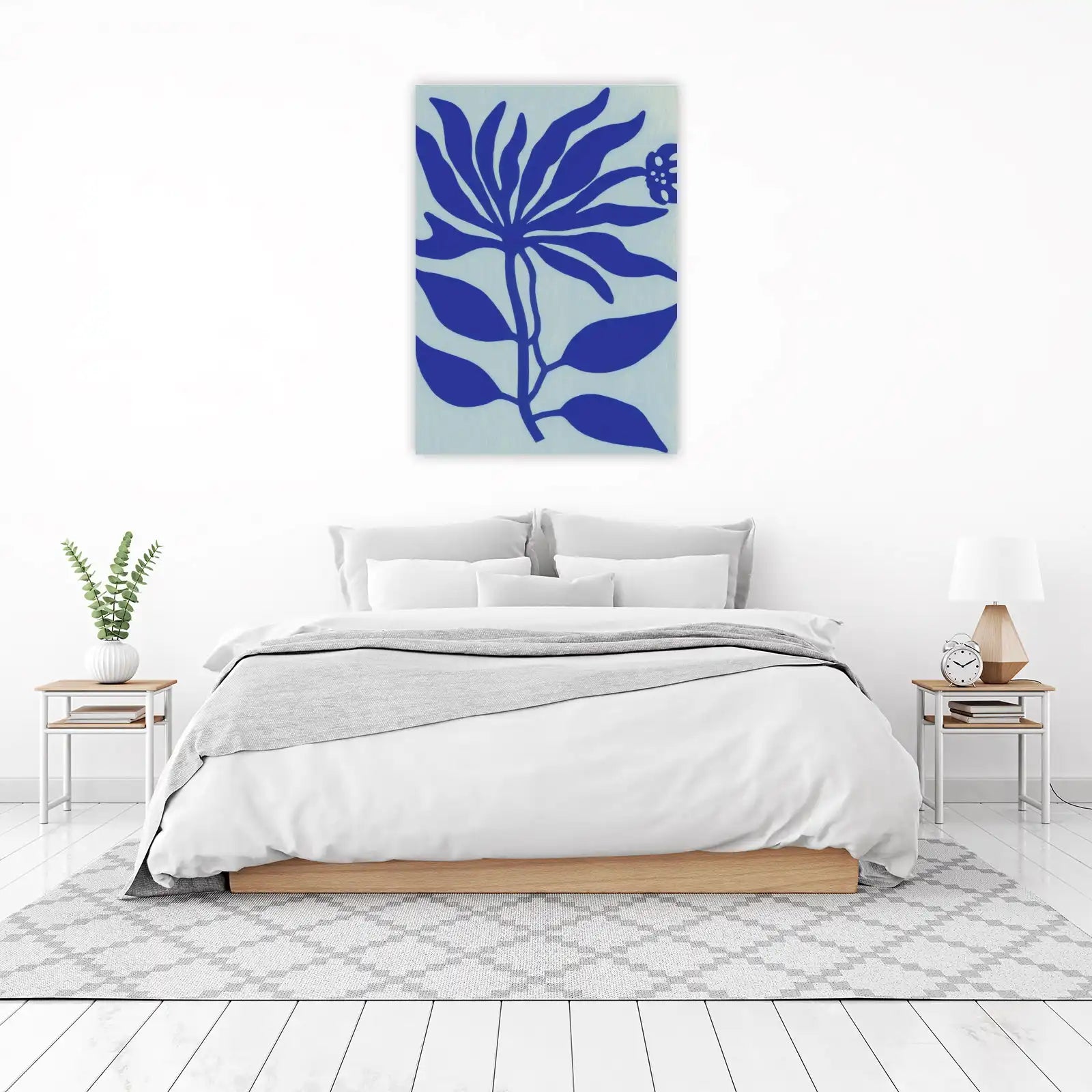 Bold Blue Floral Botanical Art Wall Art