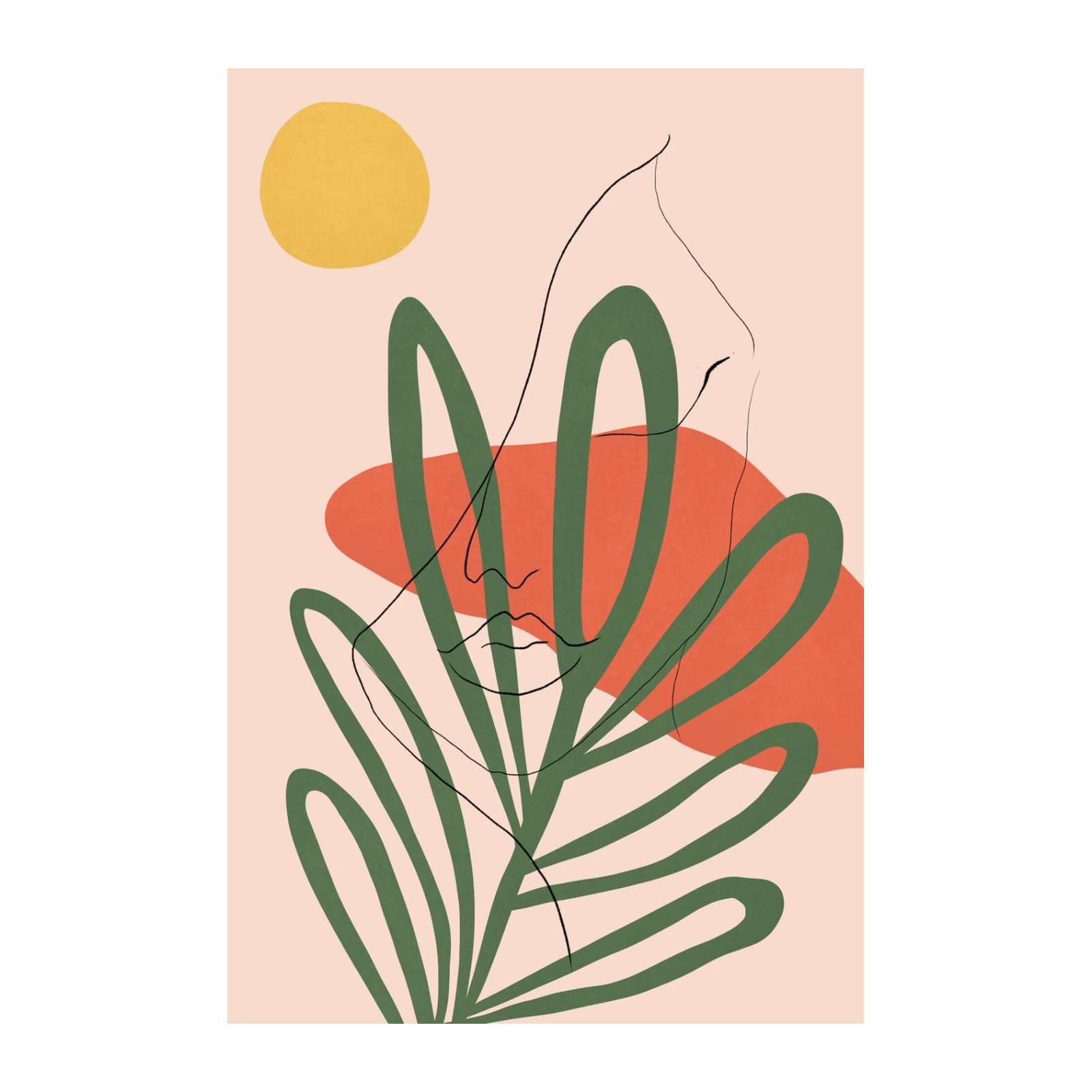 Abstract Botanical Face Line Art Wall Art