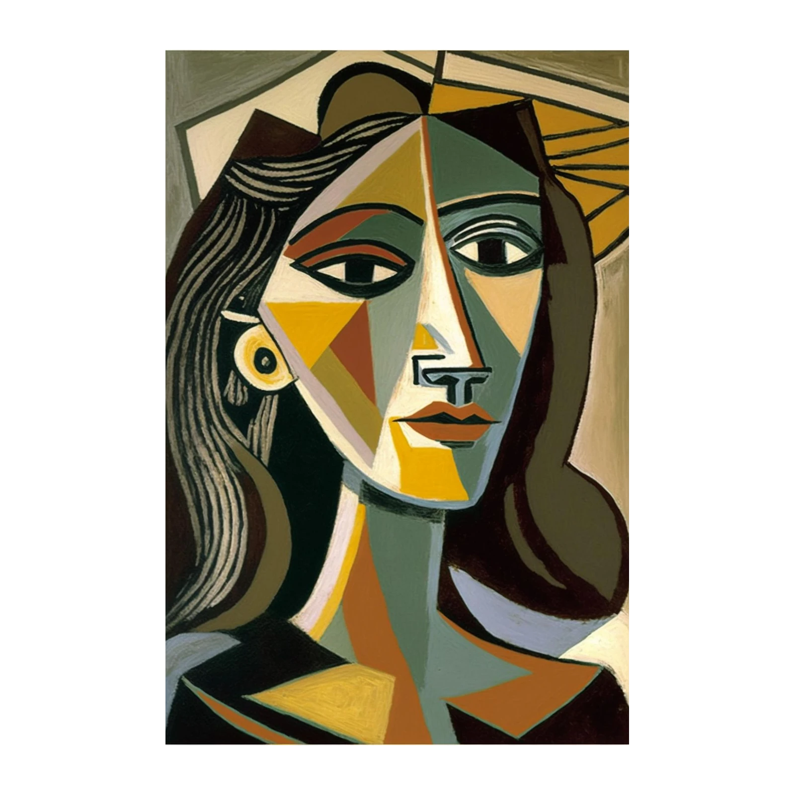 Cubist Portrait Woman Wall Art