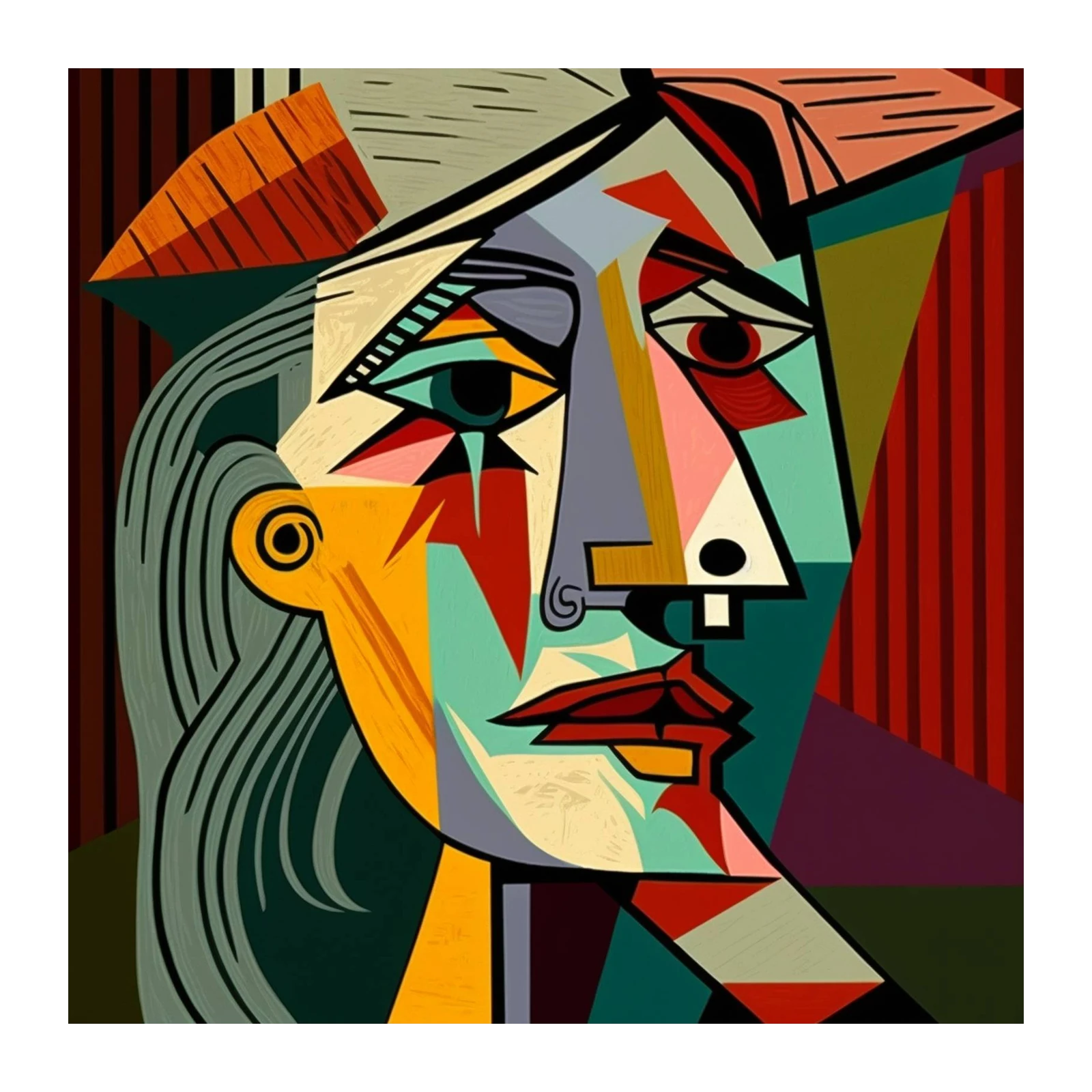 Abstract Cubist Portrait Wall Art