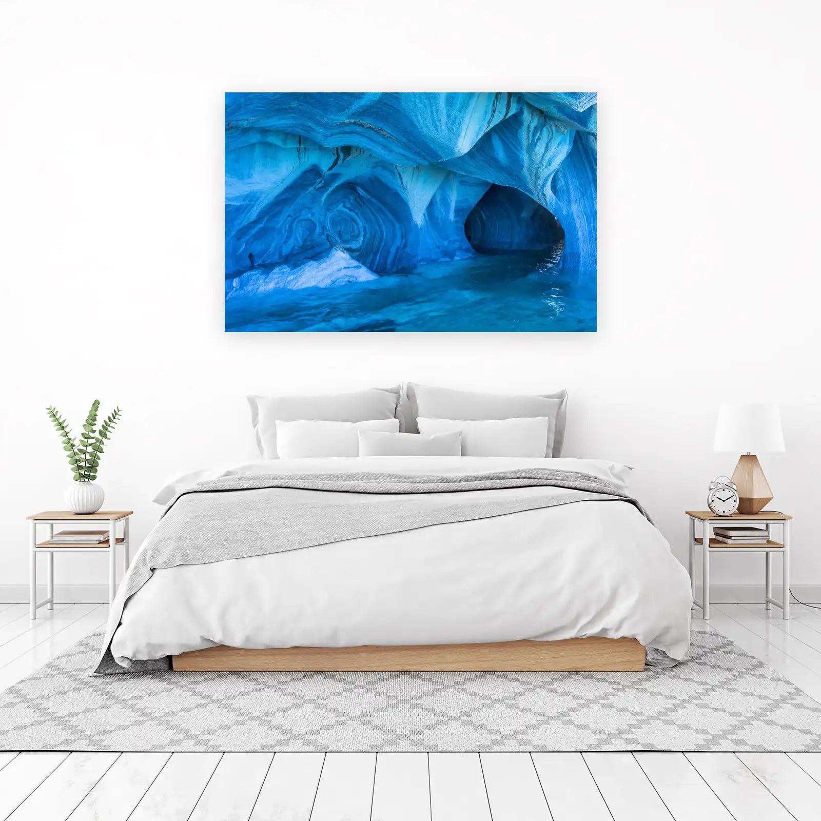 Marble Caves Serenity Blue Abstract Wall Art