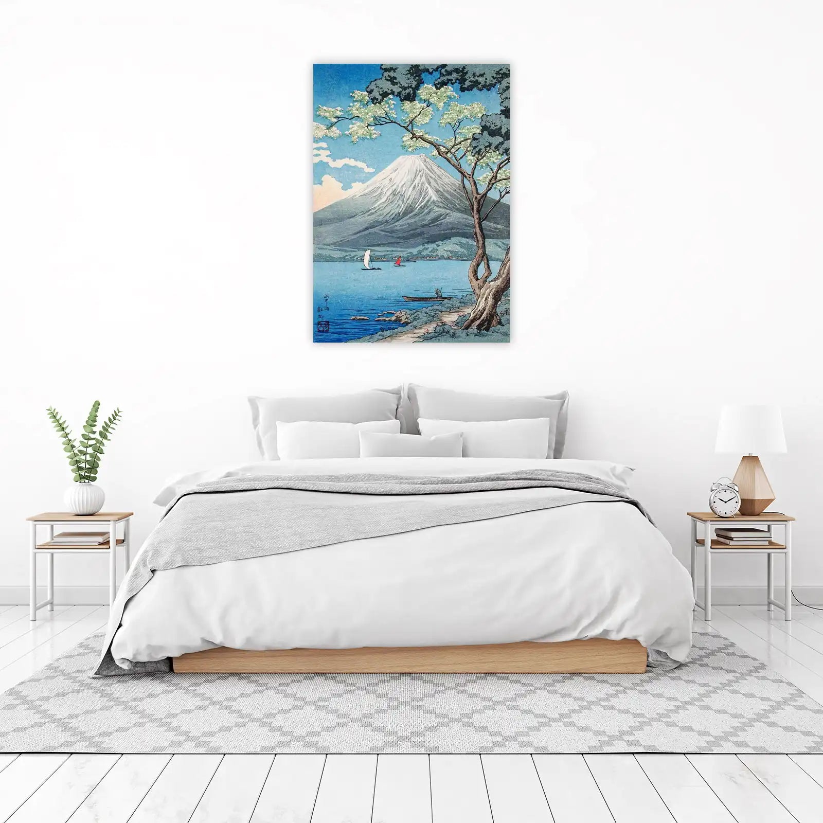 Serene Fuji Landscape Cherry Blossom Wall Art