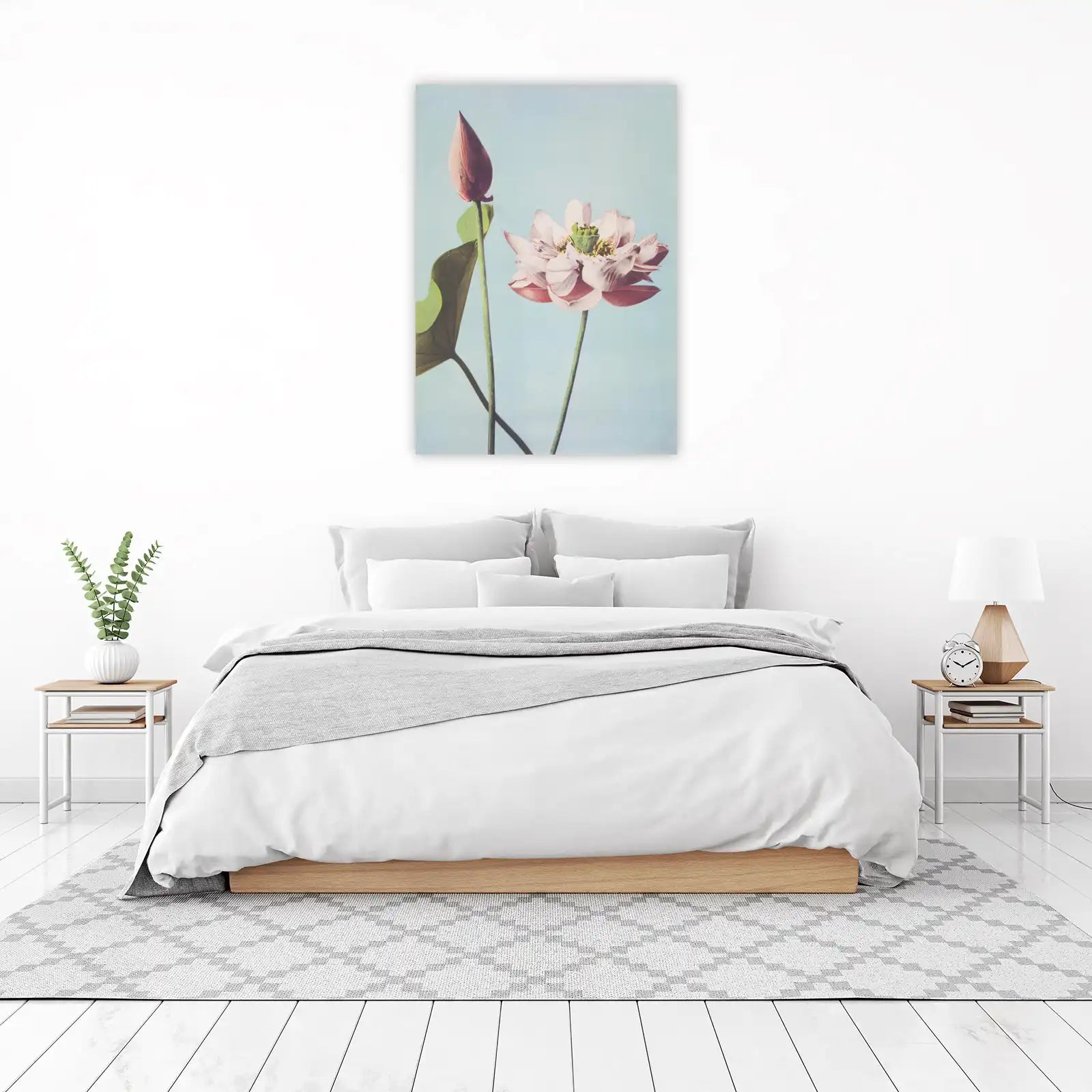 Serene Pink Lotus Bud & Bloom Wall Art