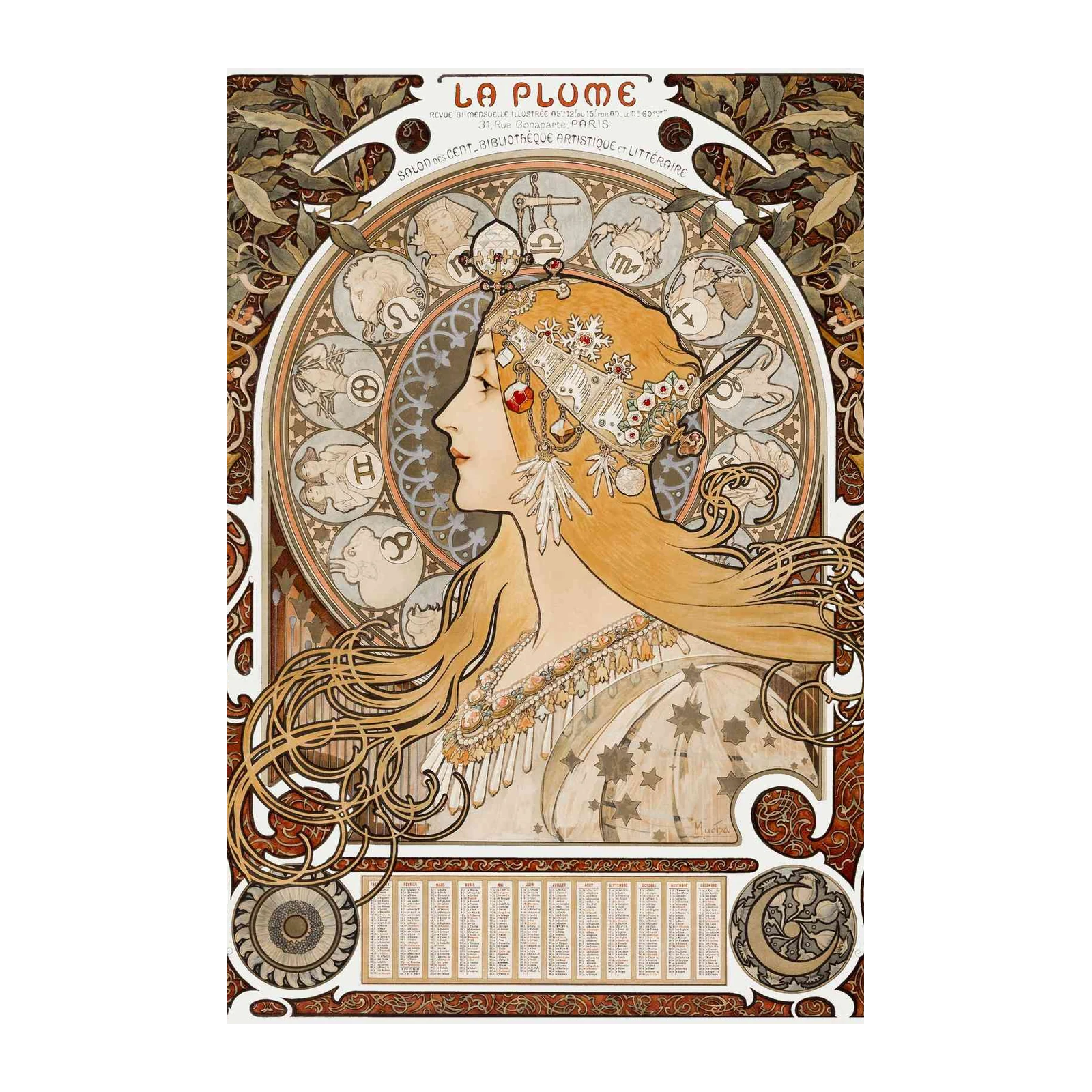 Art Nouveau Zodiac Woman Wall Art - Celestial Decor