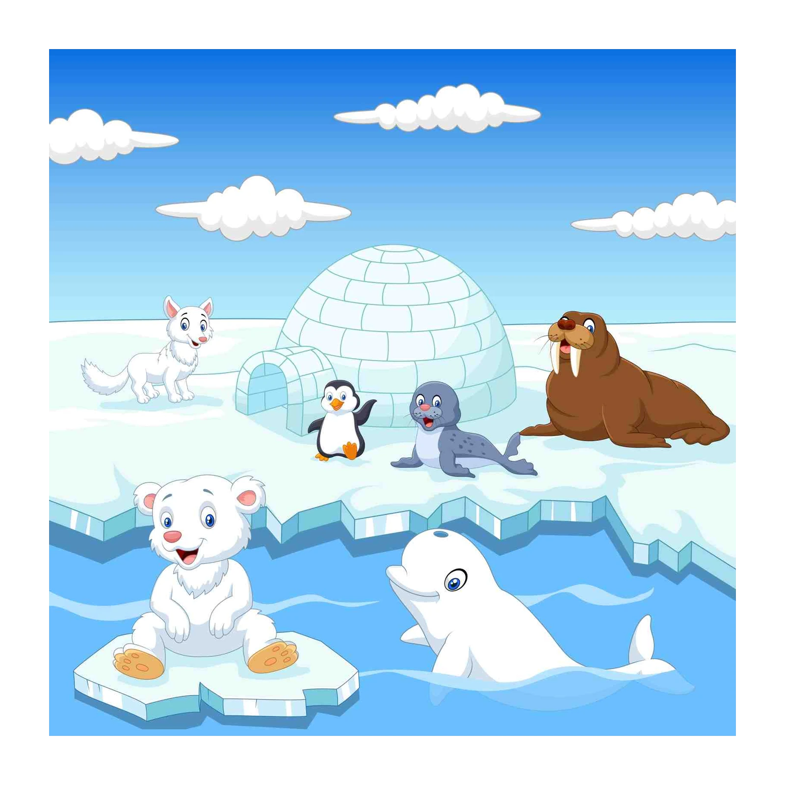 Arctic Friends Cute Animals Wall Art
