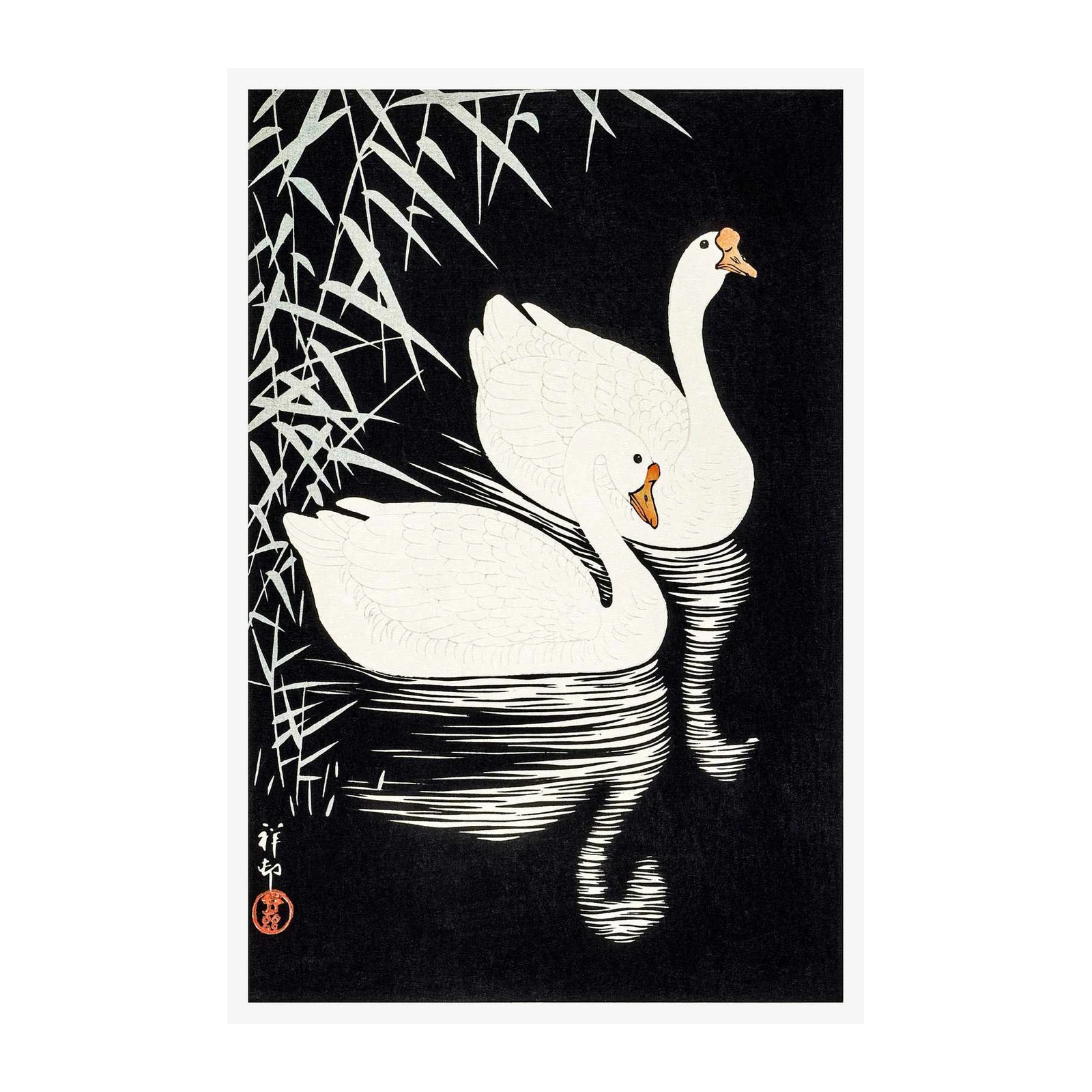 Elegant Swans Serene Pond Wall Art