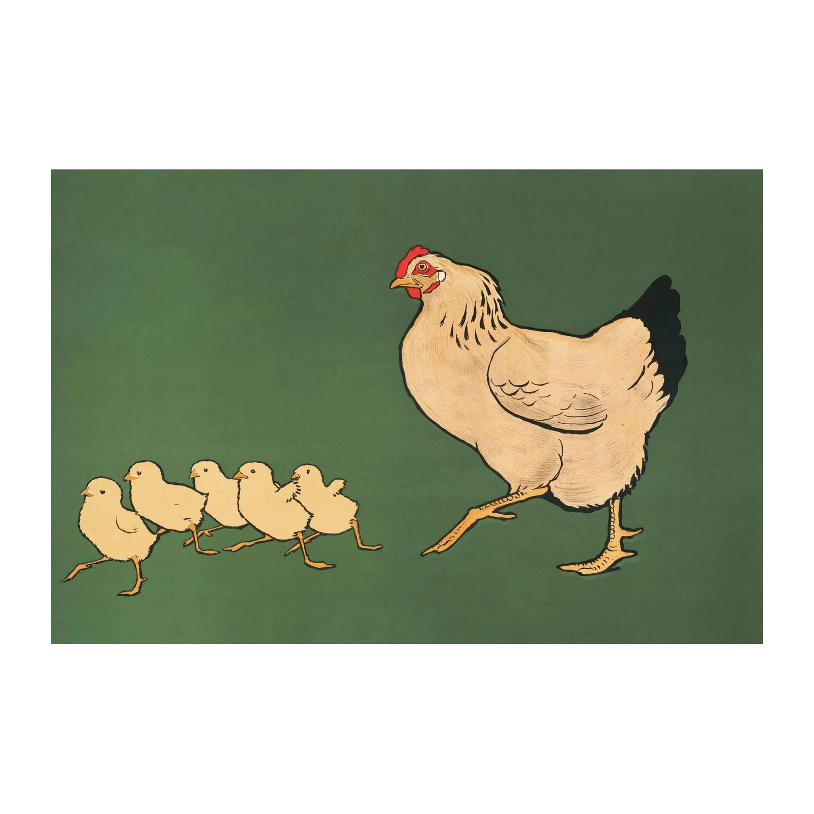 Charming Chicken & Chicks Walk Wall Art