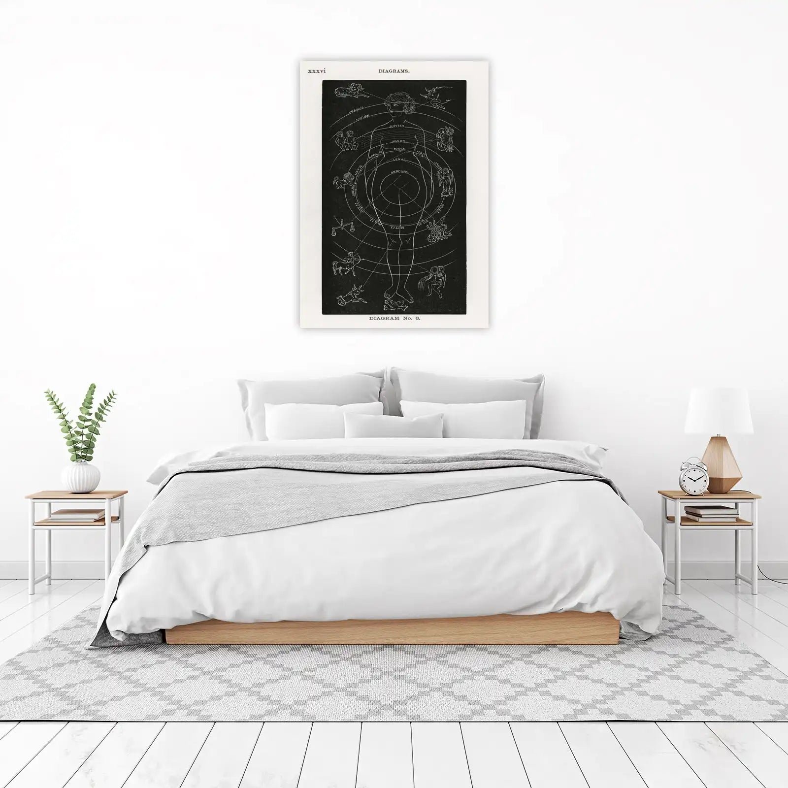Vintage Astrology Zodiac Diagram Wall Art