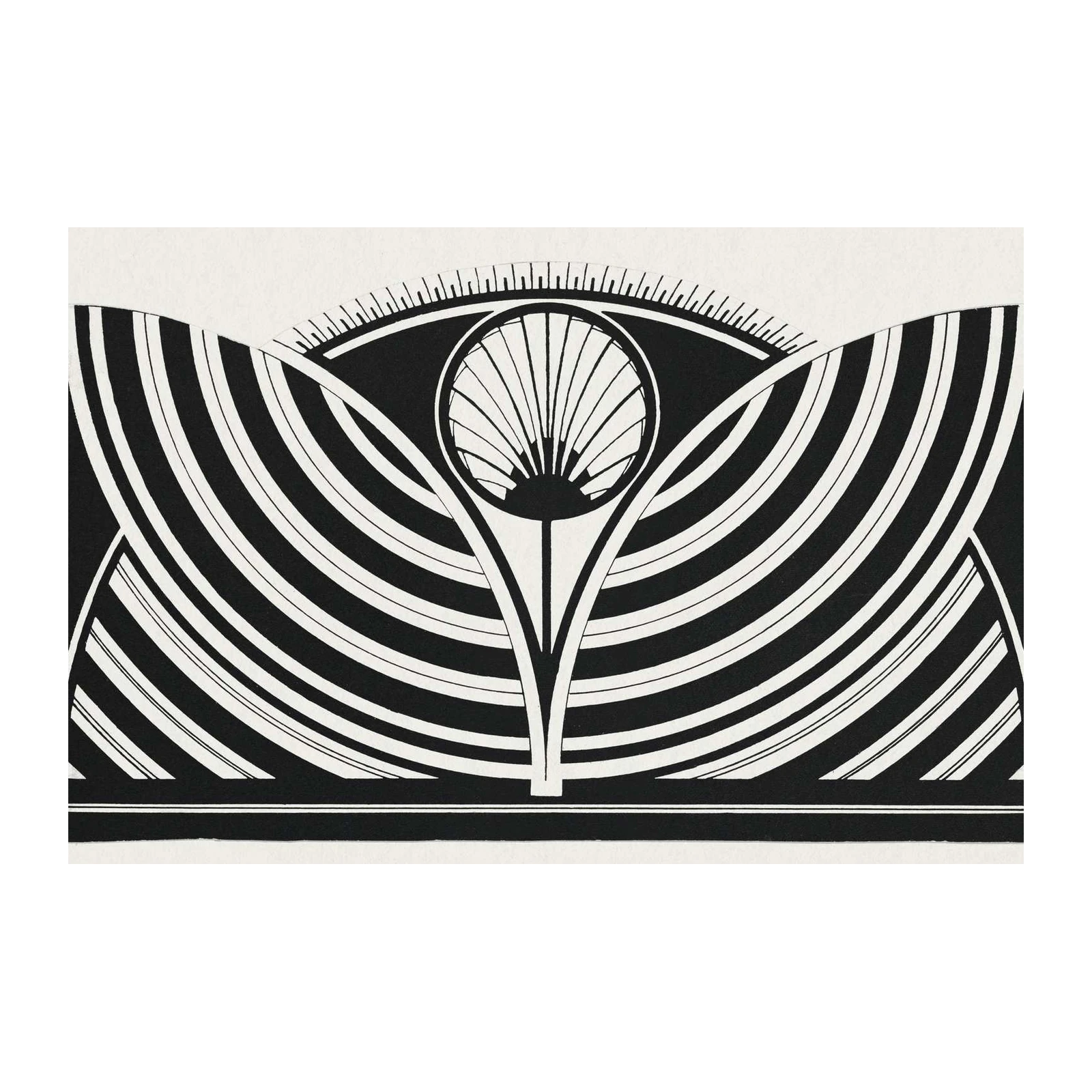 Art Deco Fan Burst Black & White Wall Art