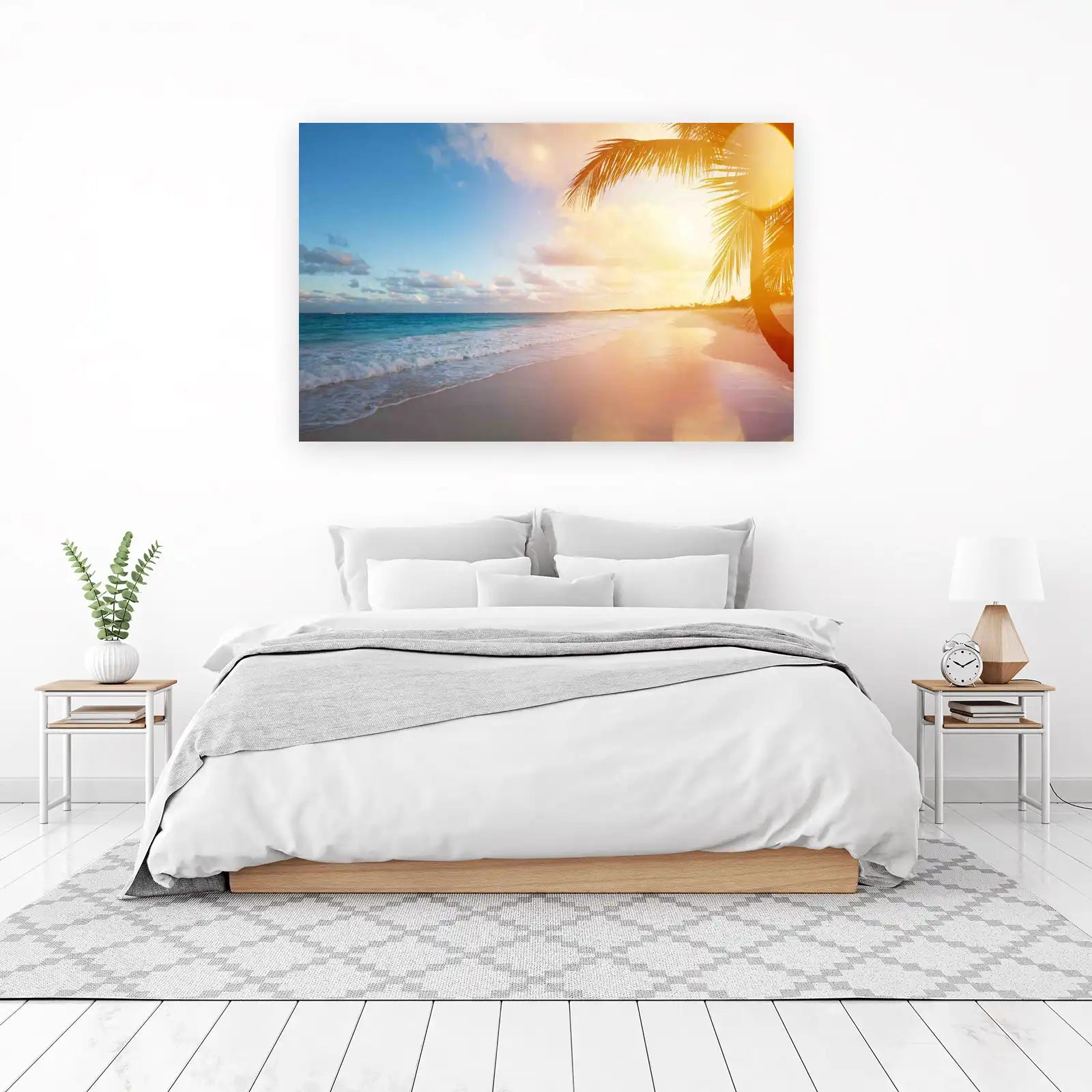 Tranquil Beach Sunset Palm Wall Art