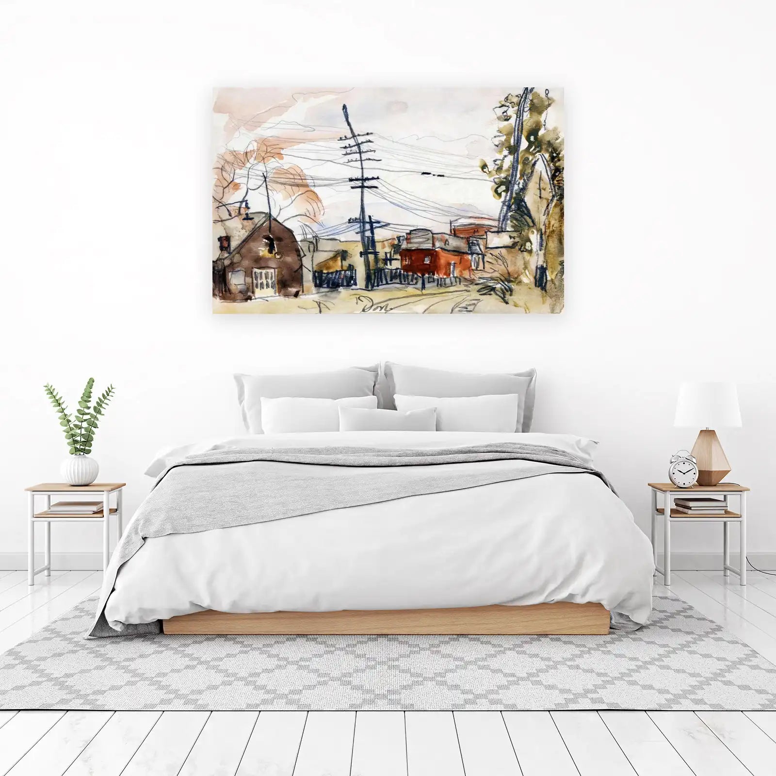 Urban Sketch Power Lines Wall Art