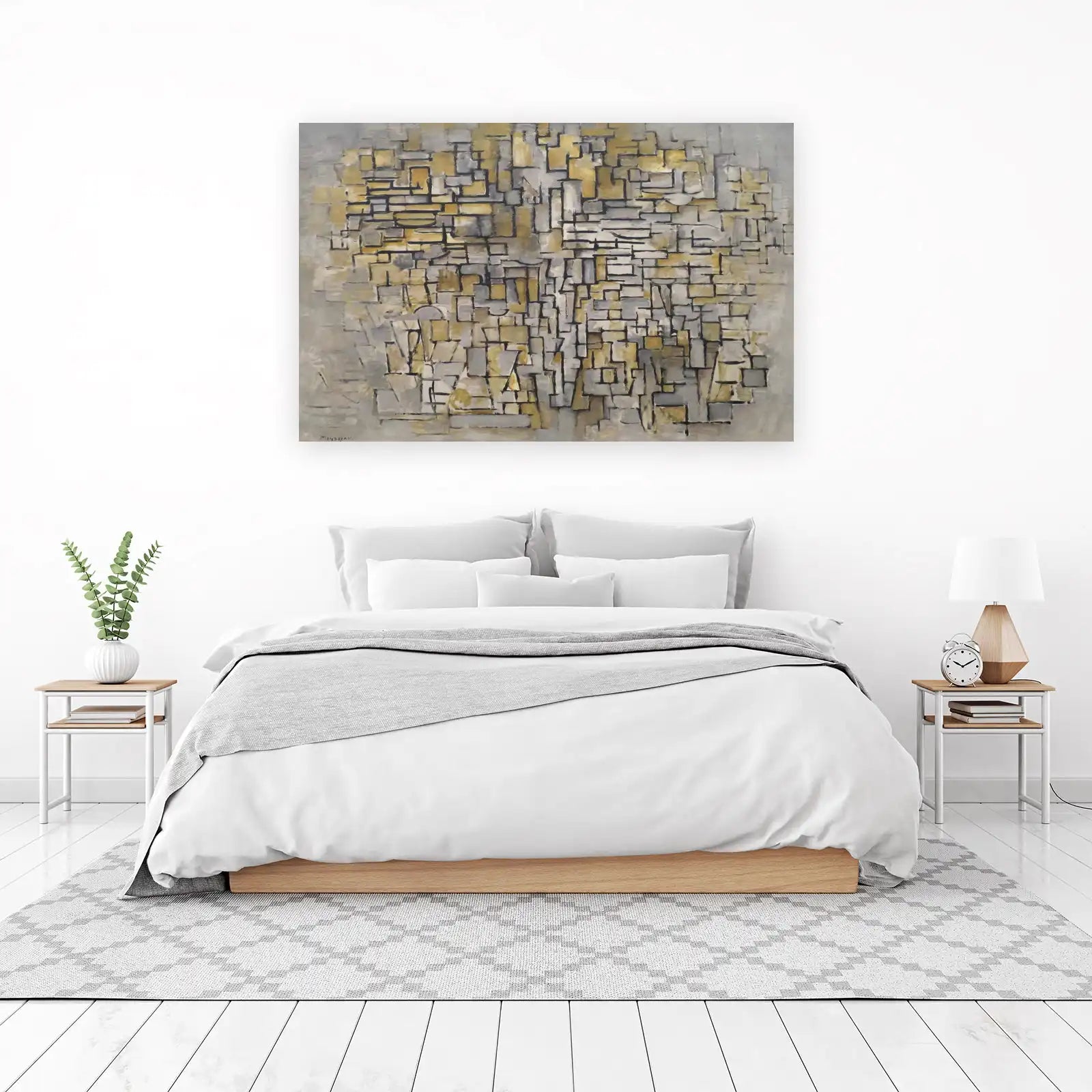 Abstract Geometric Gold & Grey Wall Art