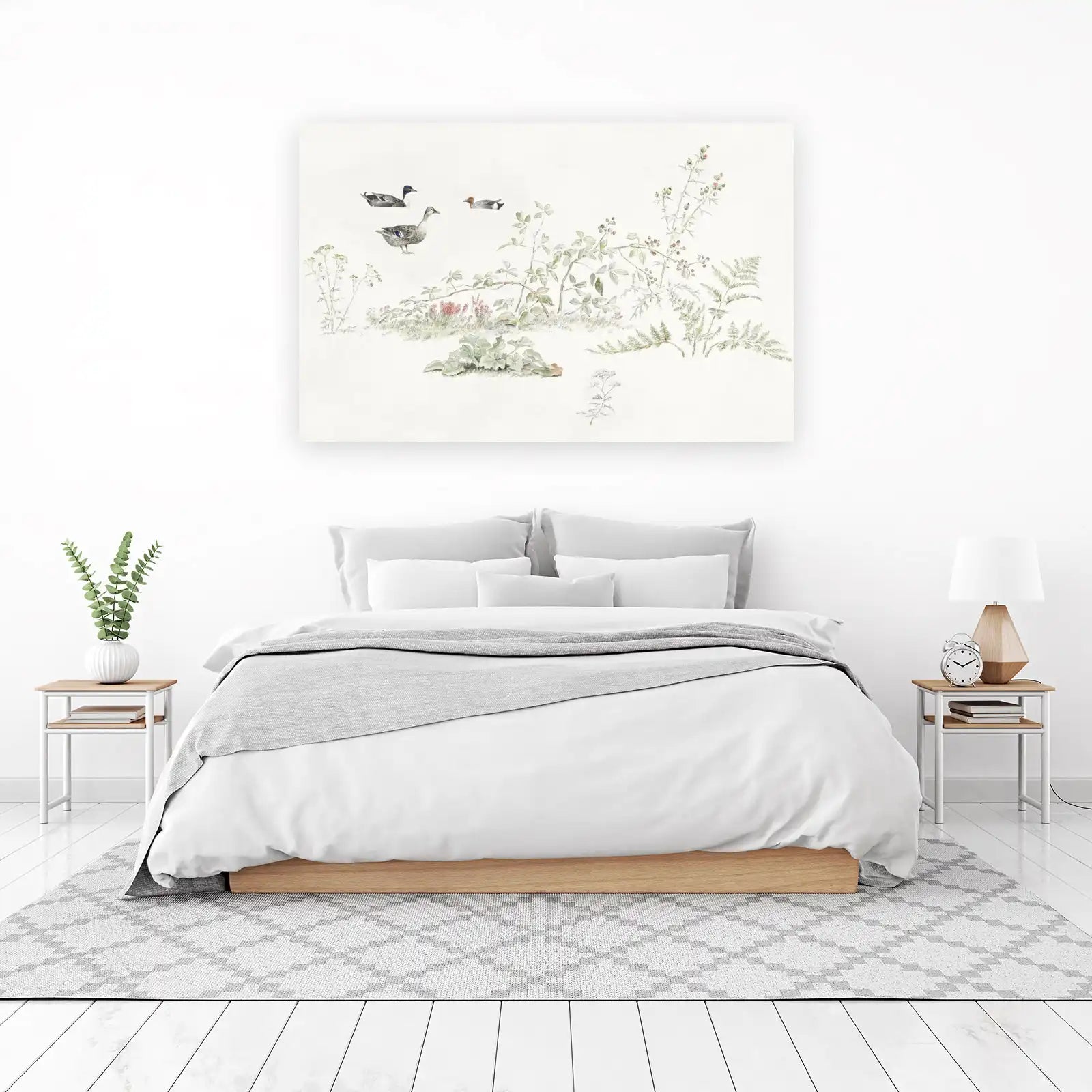 Serene Duck Meadow Watercolor Wall Art