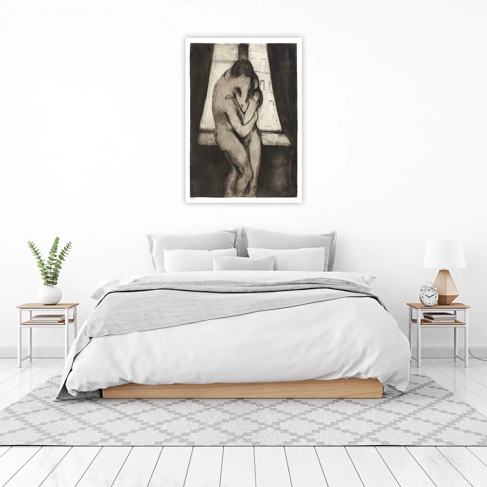 Passionate Embrace Vintage Etching Wall Art