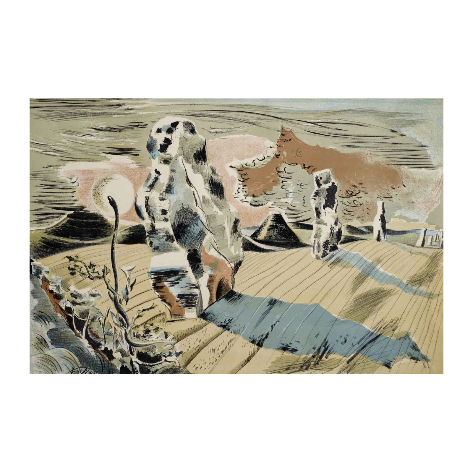 Dreamlike Landscape Stone Figures Wall Art