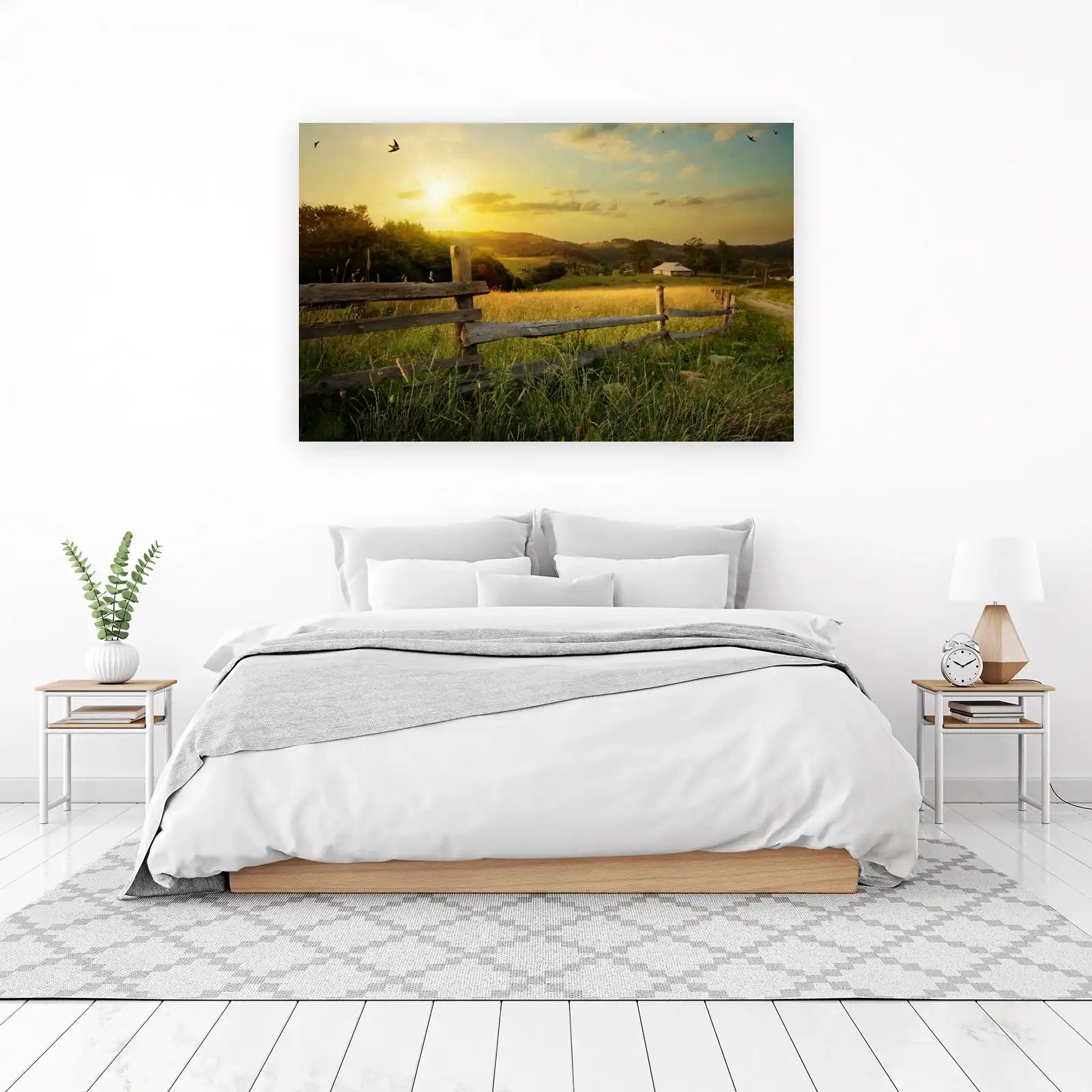 Serene Countryside Sunset Landscape Wall Art