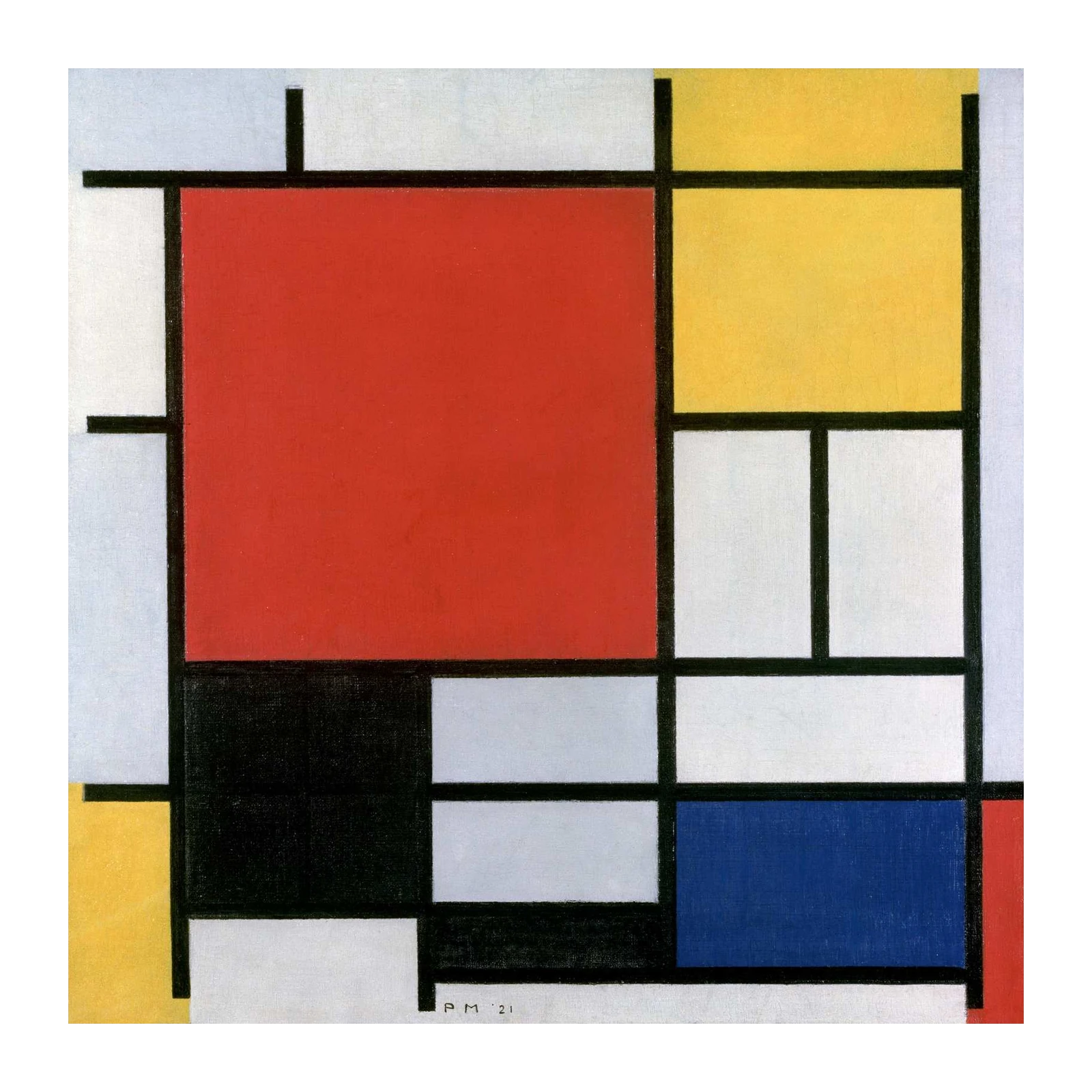 Geometric Harmony Red Yellow Blue Wall Art