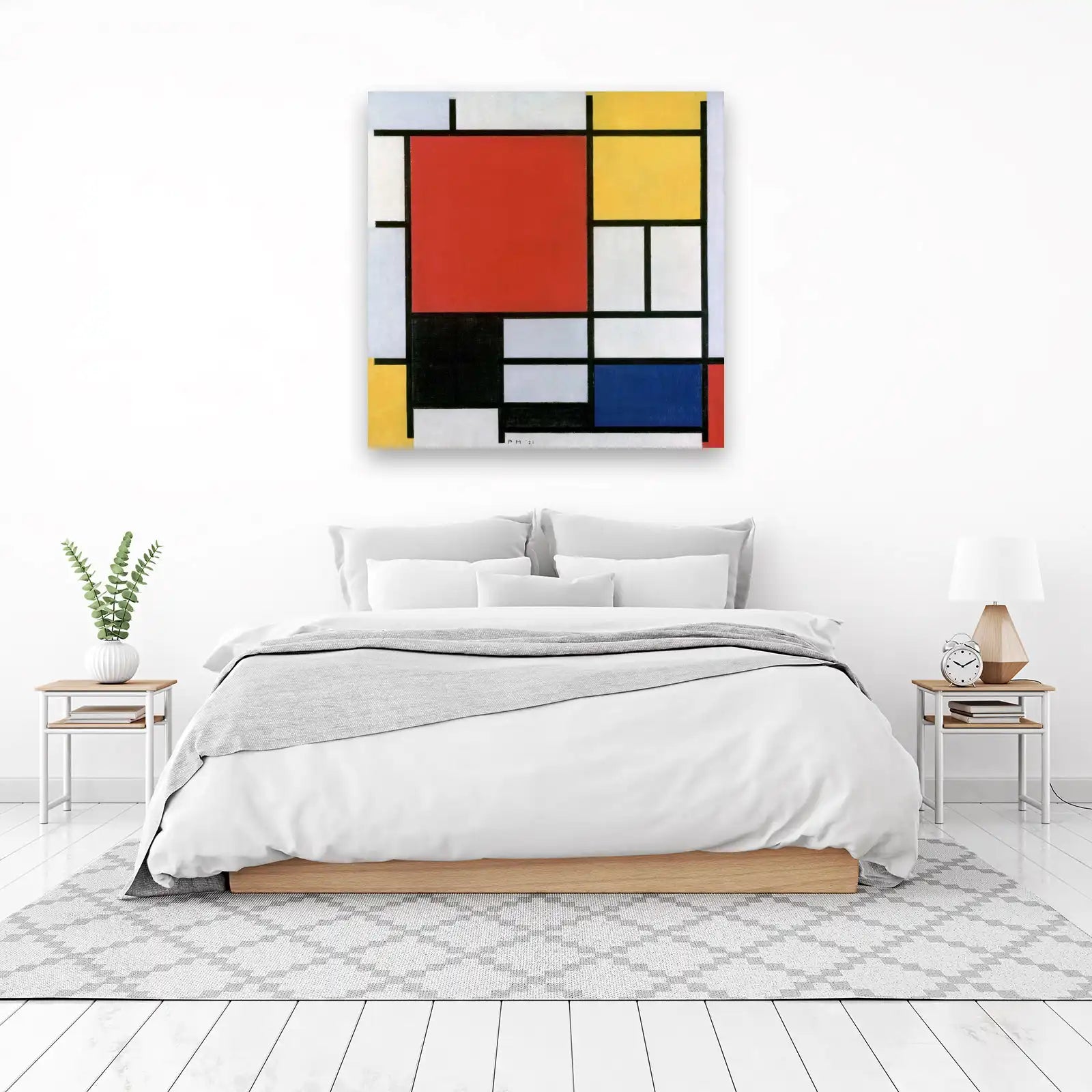 Geometric Harmony Red Yellow Blue Wall Art