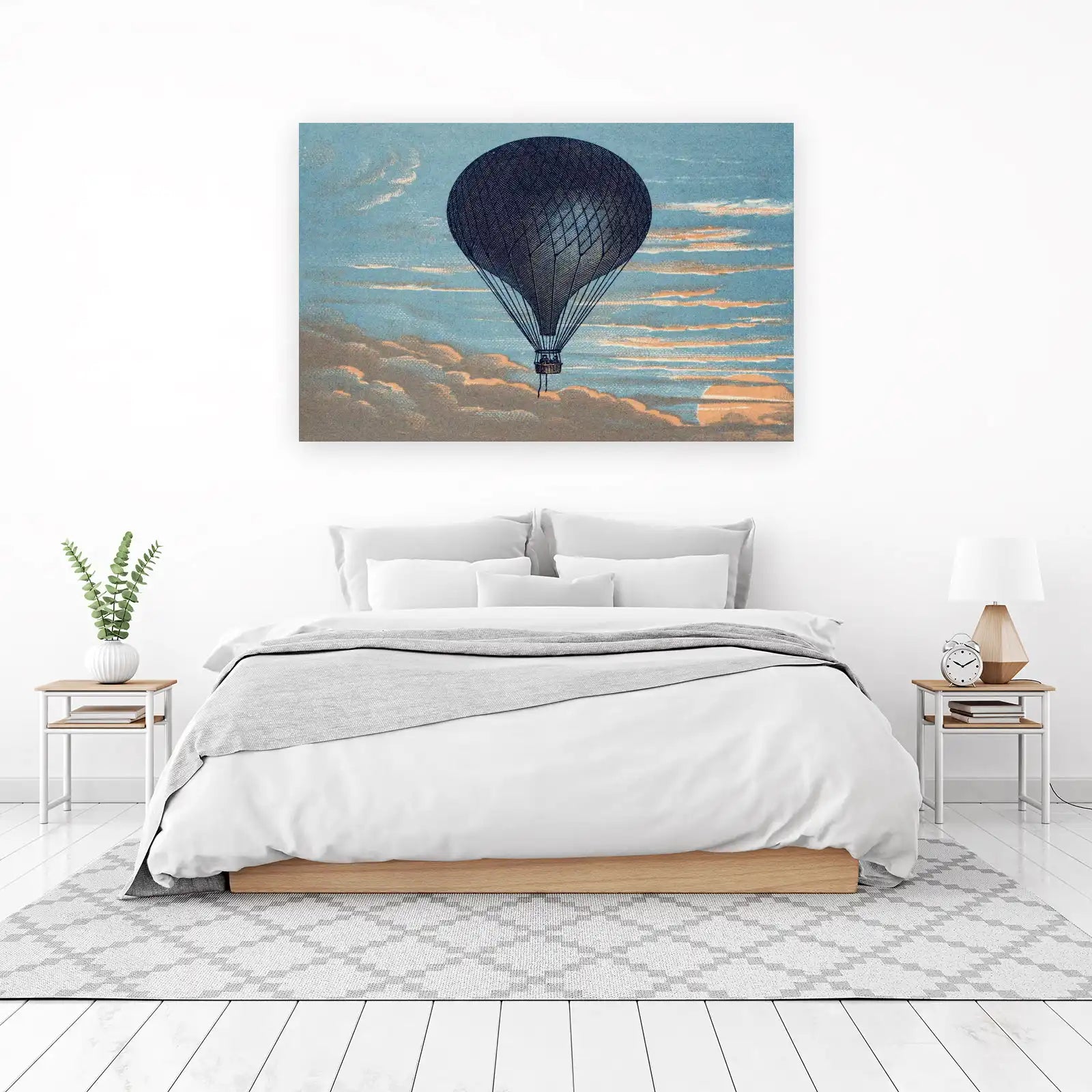 Vintage Hot Air Balloon Sky Wall Art