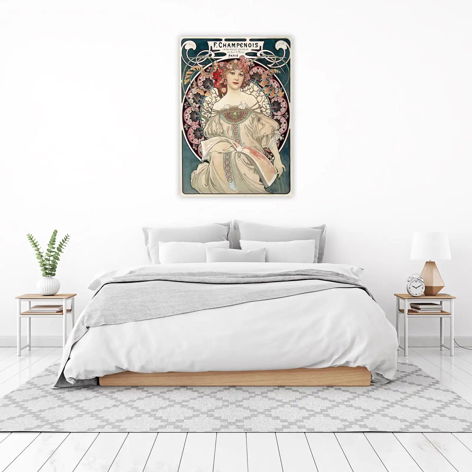 Art Nouveau Lady with Flowers Wall Art