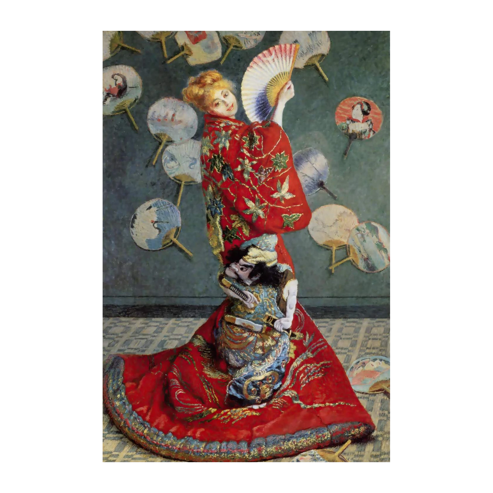 Elegant Woman with Fans Japanese Art Wall Art