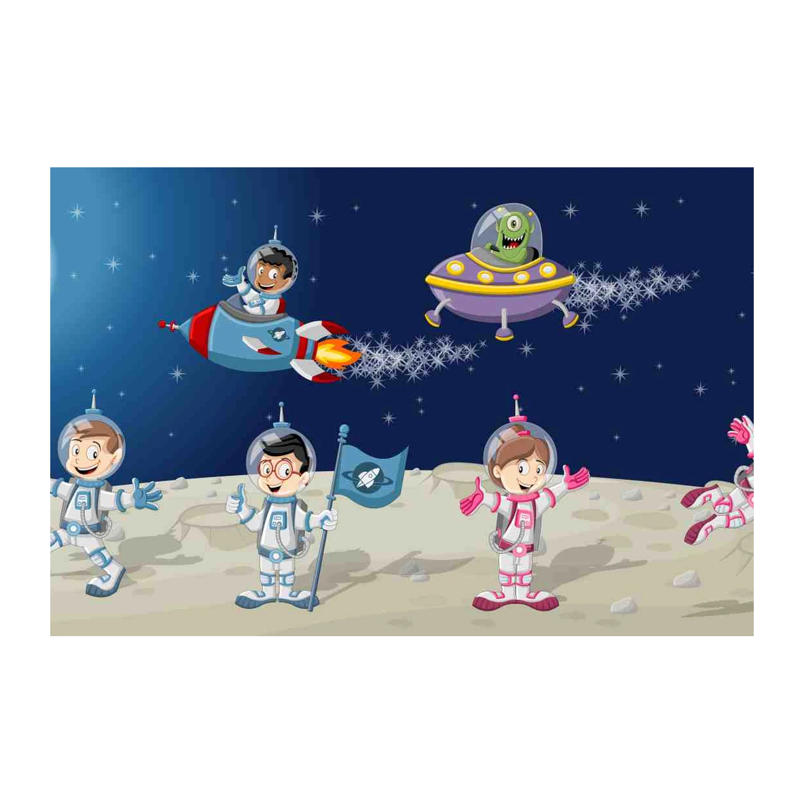 Fun Astronaut Kids Space Adventure Wall Art
