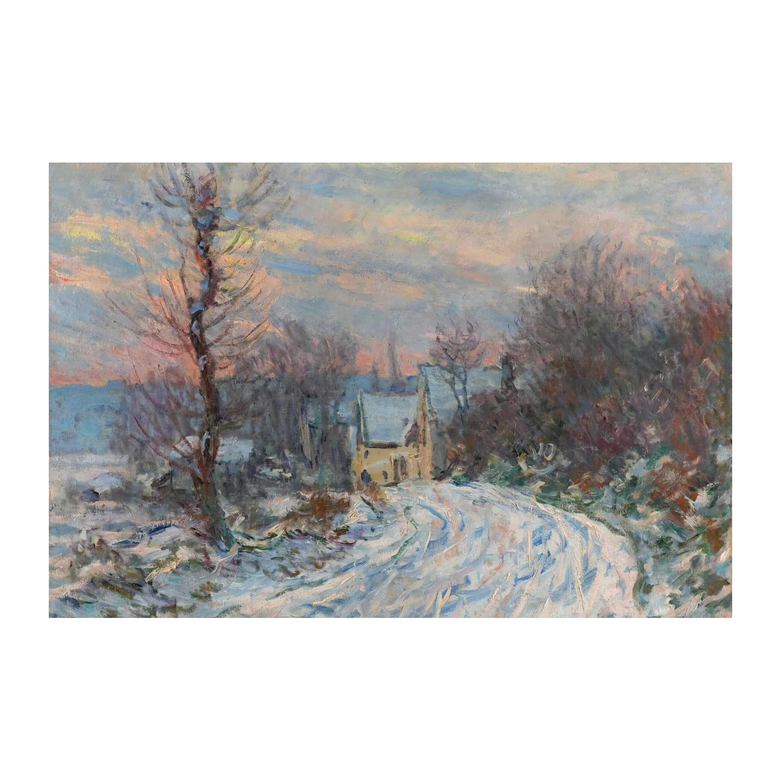 Impressionist Winter Scene Snowy Path Wall Art