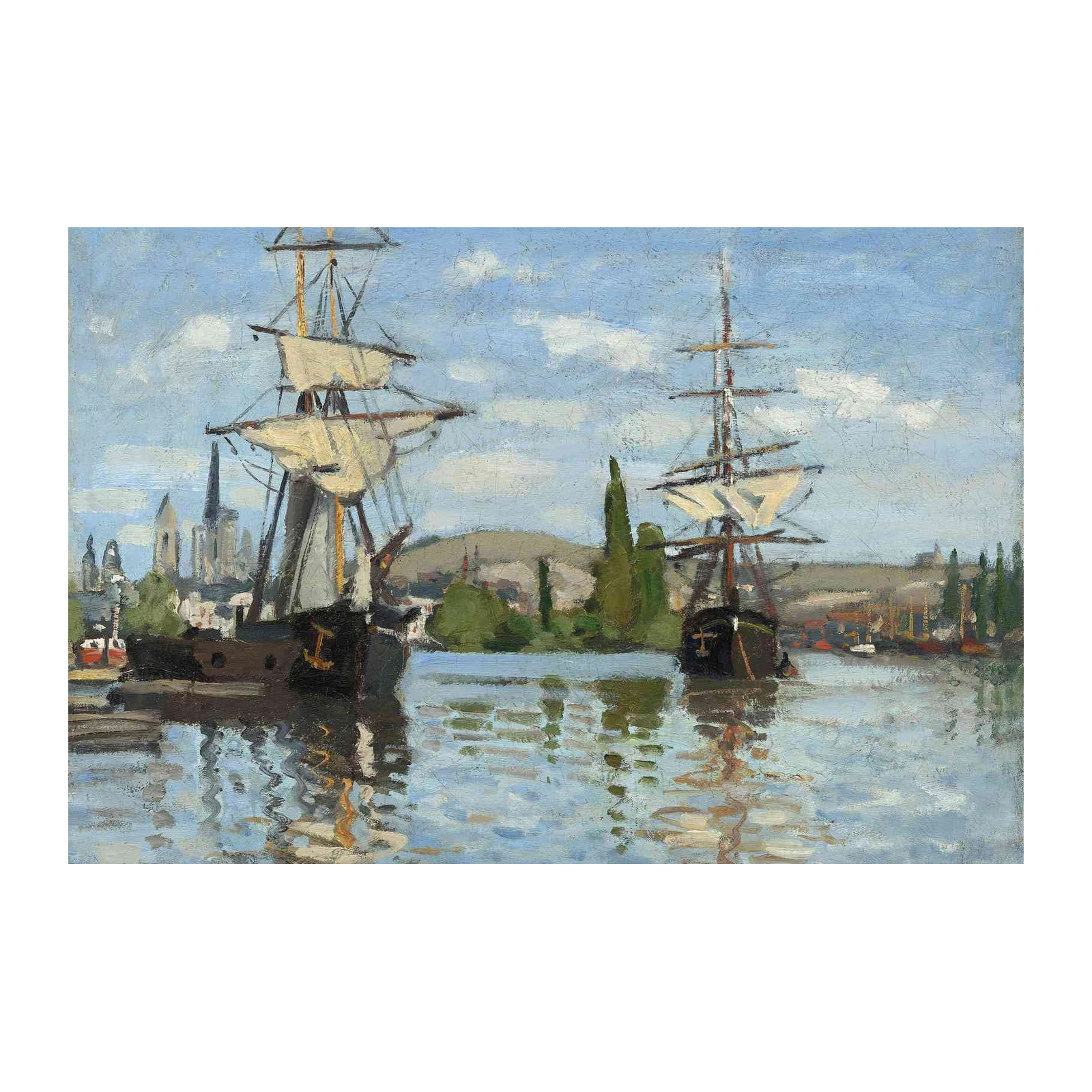 Impressionist Sailing Ships Water Reflection Wall Art