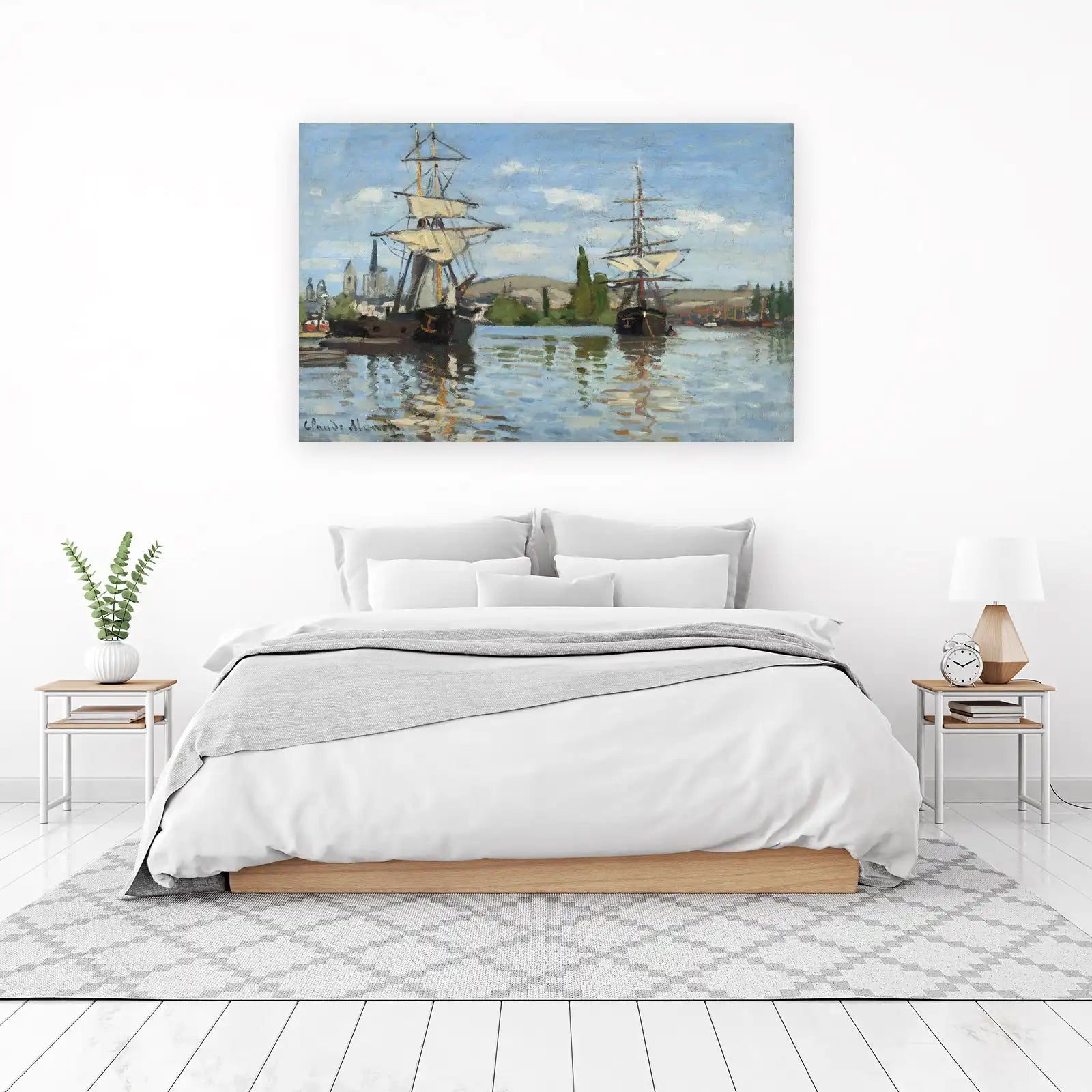Impressionist Sailing Ships Water Reflection Wall Art