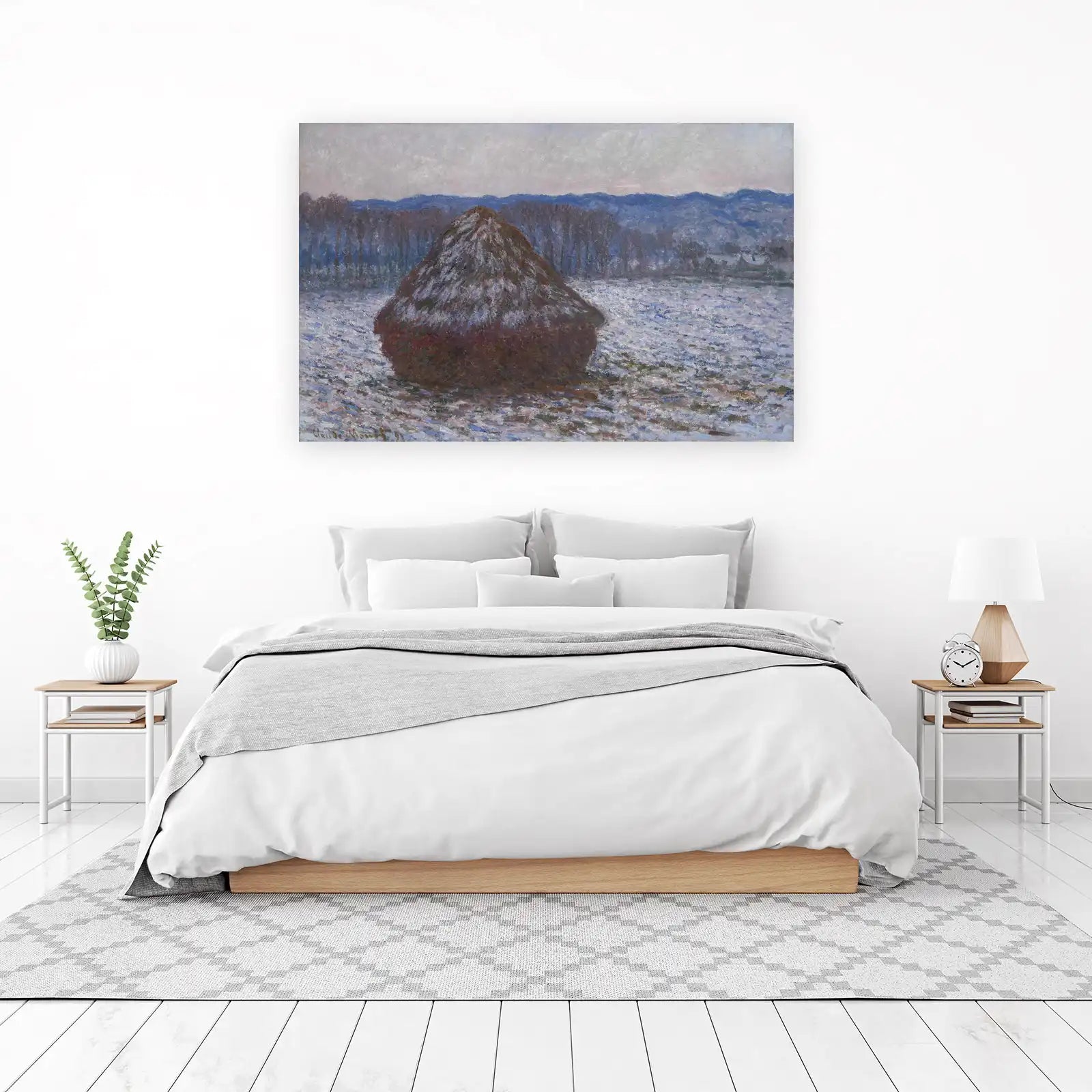 Monet Haystack Snow Landscape Wall Art